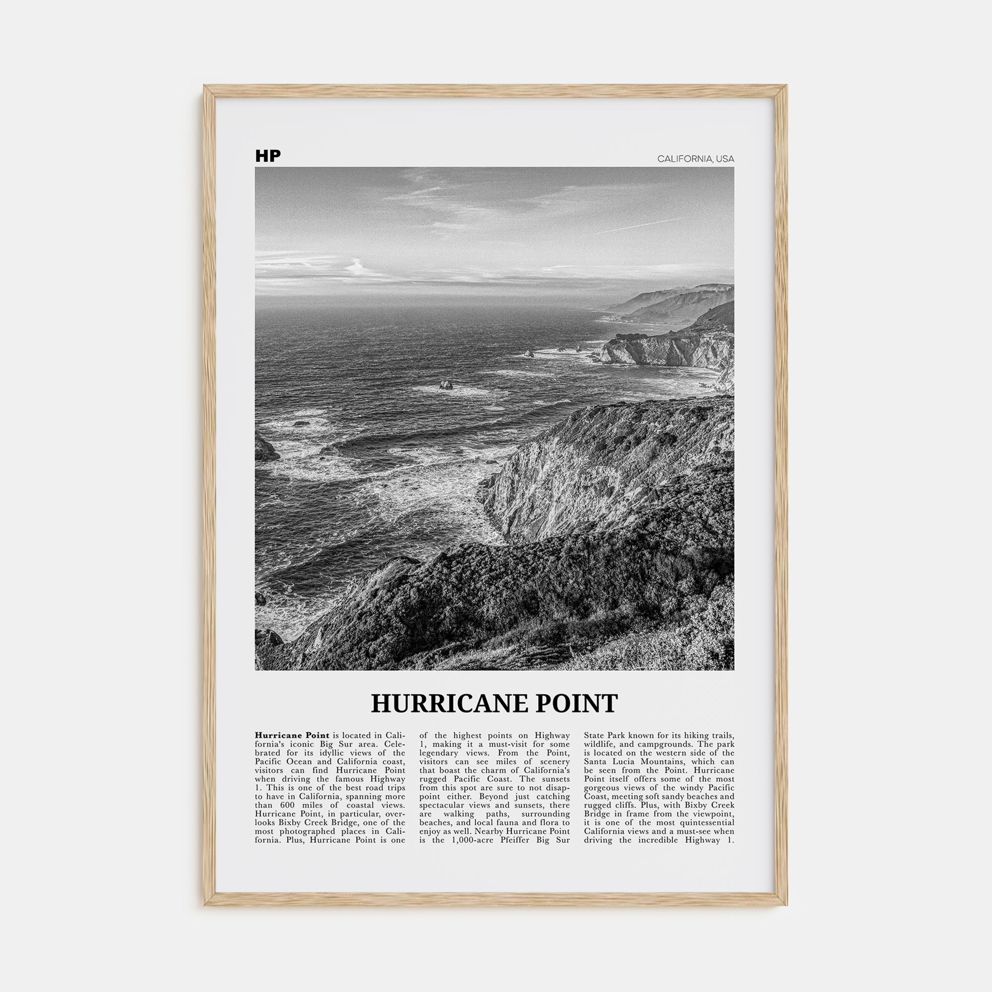 Hurricane Point Travel B&W Poster