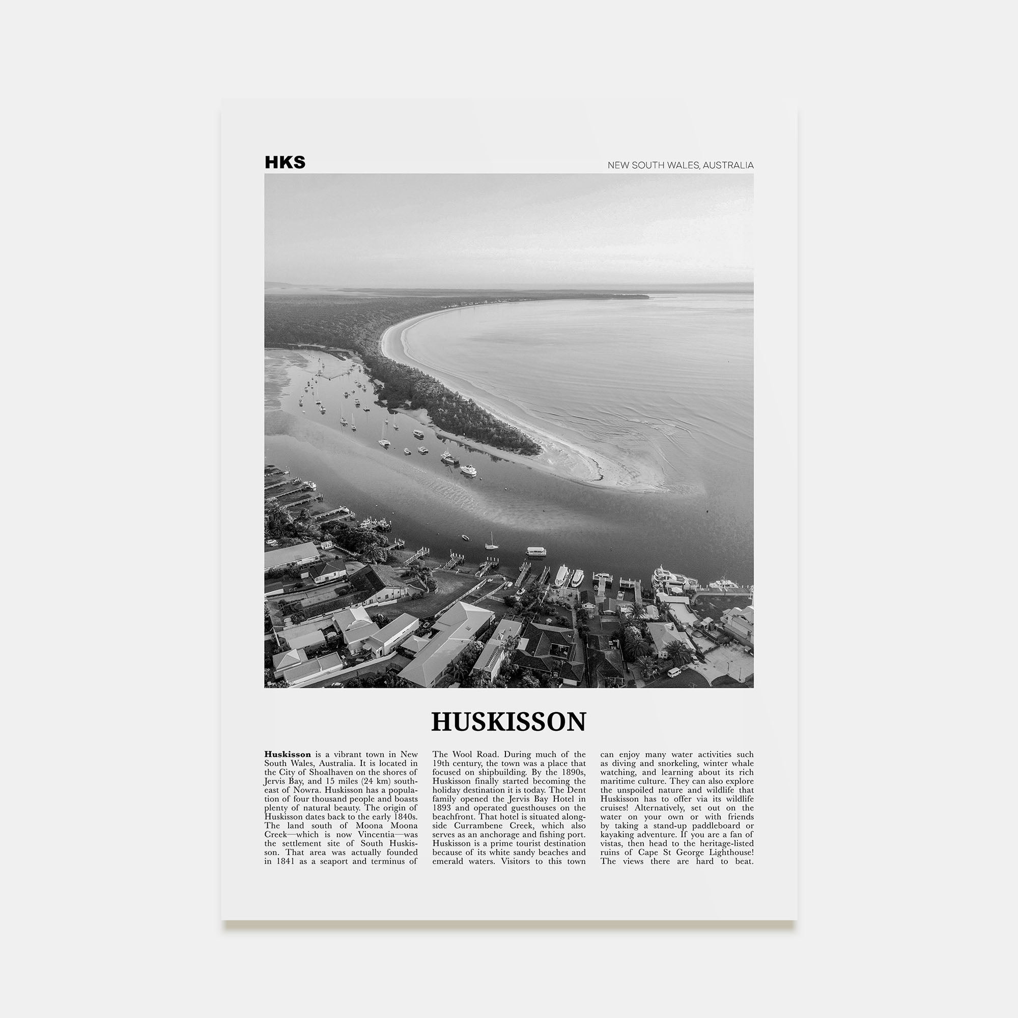 Huskisson Travel B&W Poster