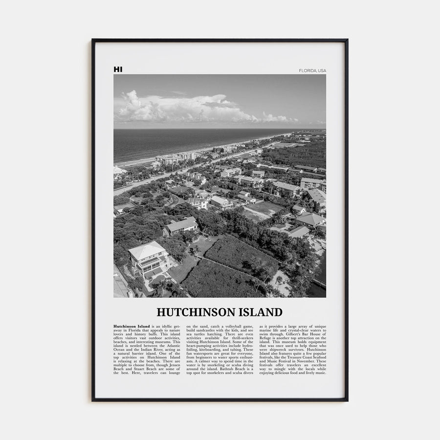 Hutchinson Island Travel B&W Poster