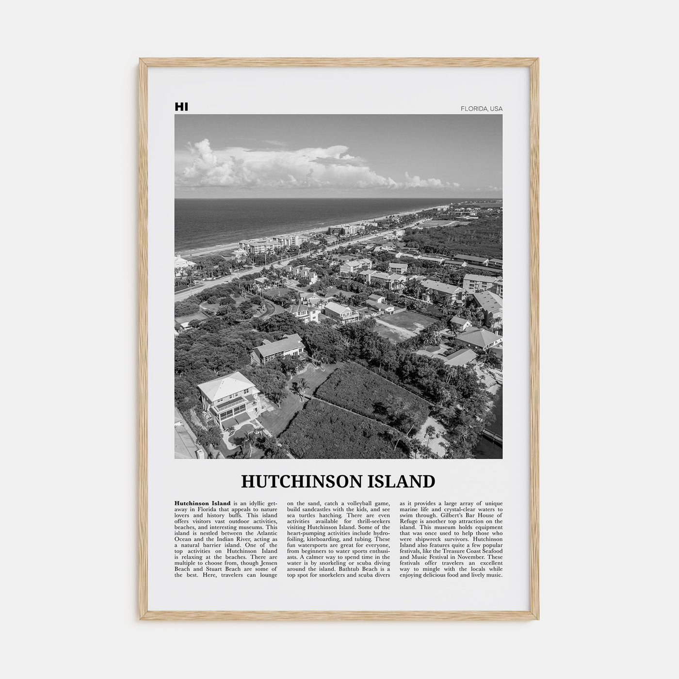 Hutchinson Island Travel B&W Poster