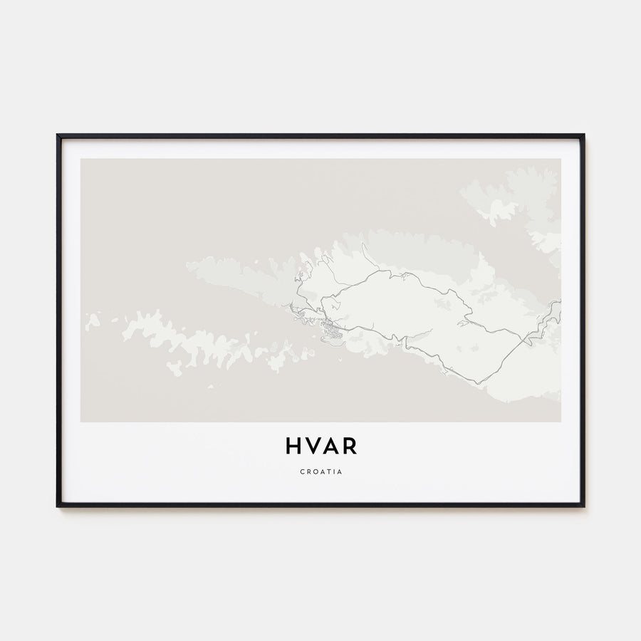 Hvar Map Landscape Poster