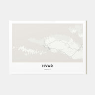 Hvar Map Landscape Poster