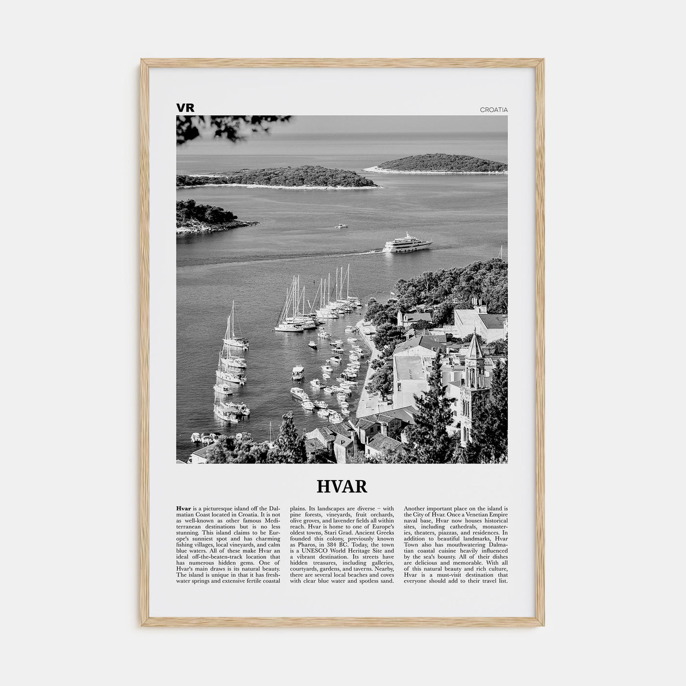 Hvar Travel B&W Poster