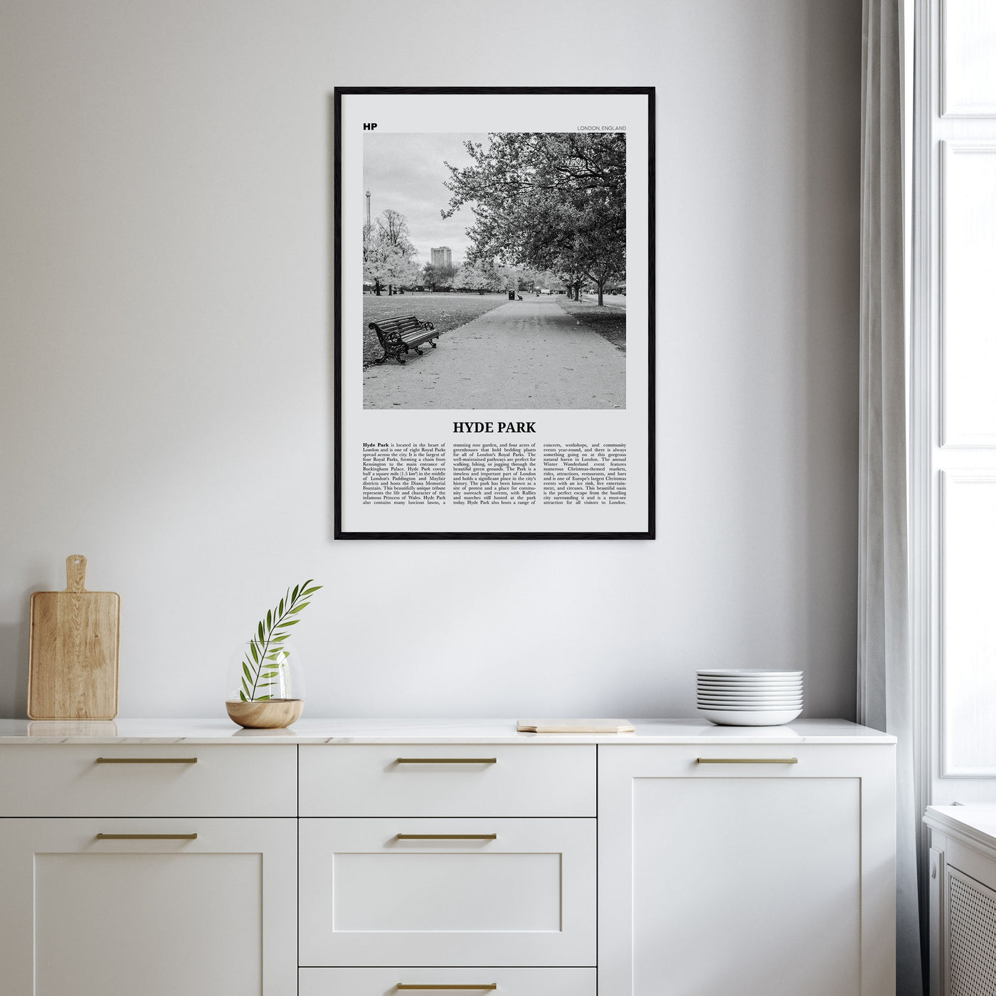 Hyde Park Travel B&W Poster