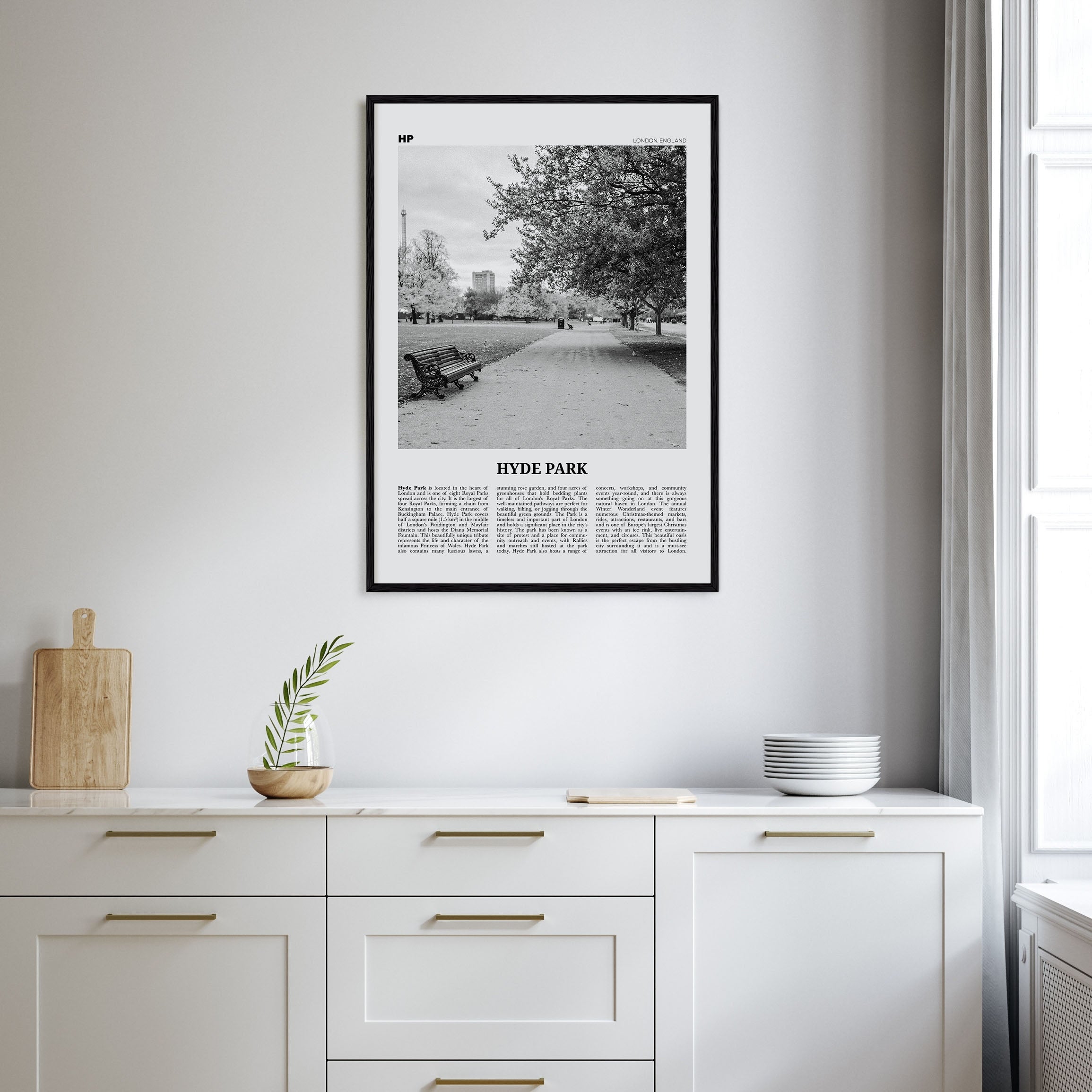 Hyde Park Travel B&W Poster