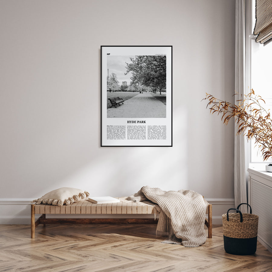 Hyde Park Travel B&W Poster
