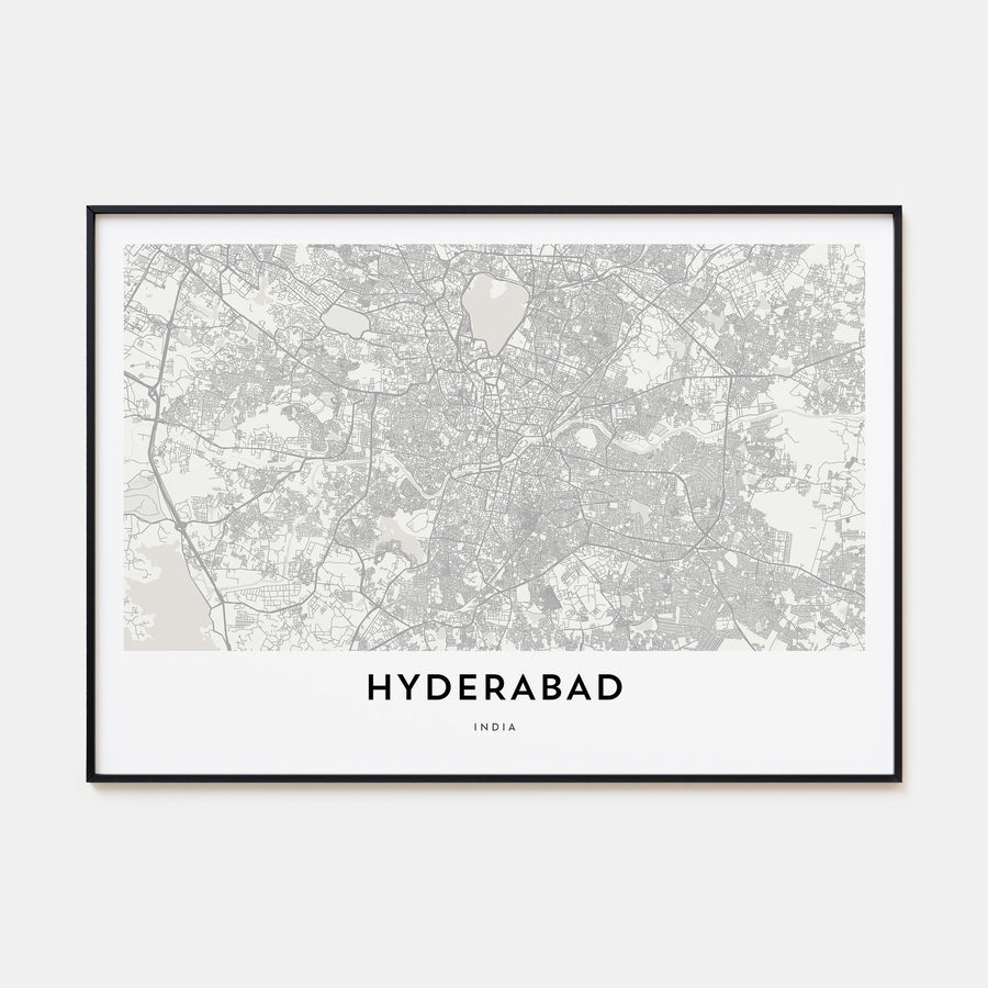 Hyderabad Map Landscape Poster