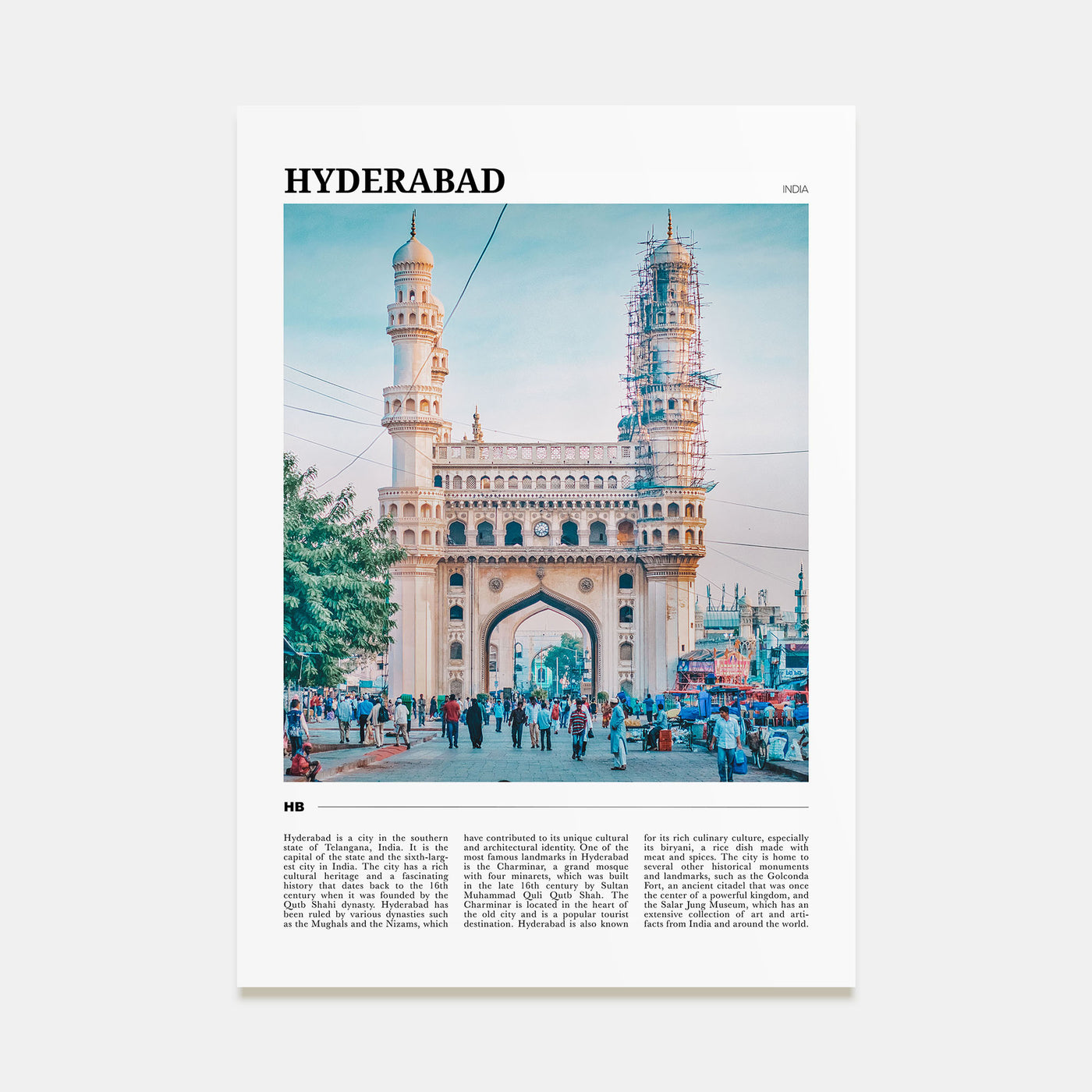 Hyderabad Travel Color Poster