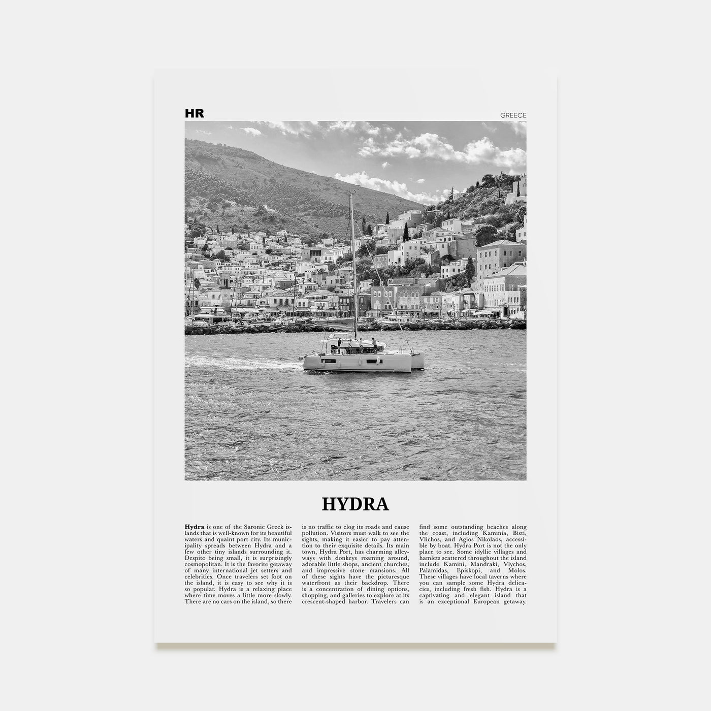 Hydra Travel B&W Poster