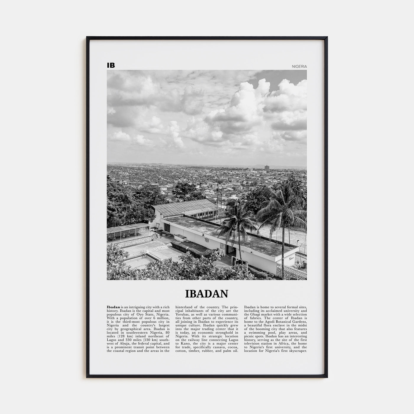 Ibadan Travel B&W Poster