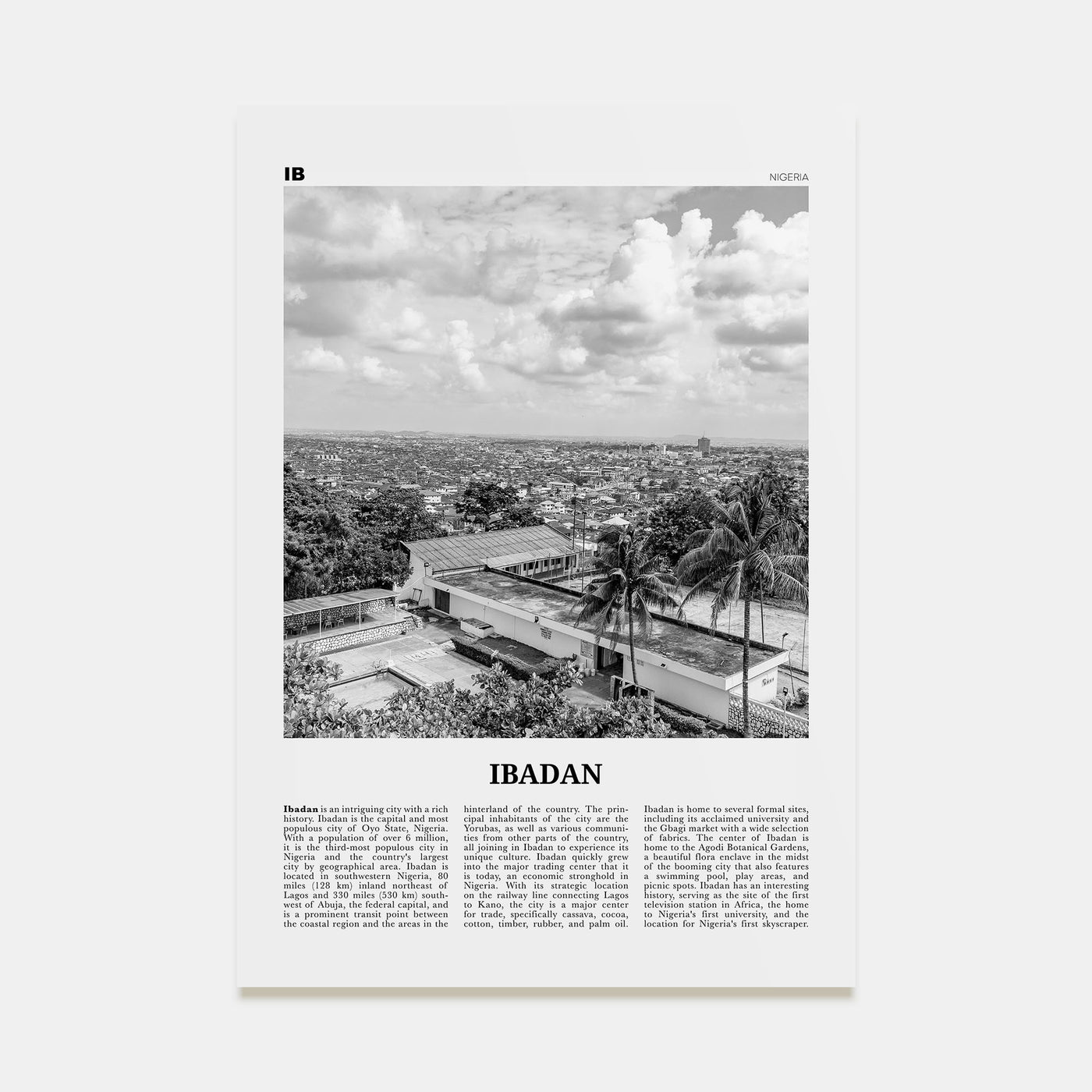 Ibadan Travel B&W Poster