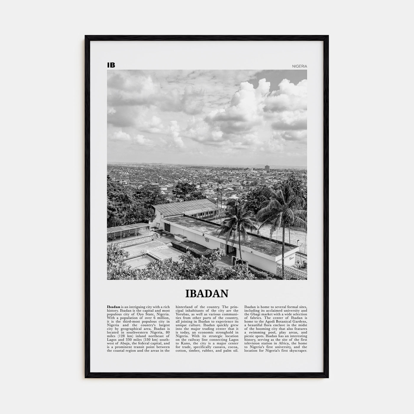 Ibadan Travel B&W Poster