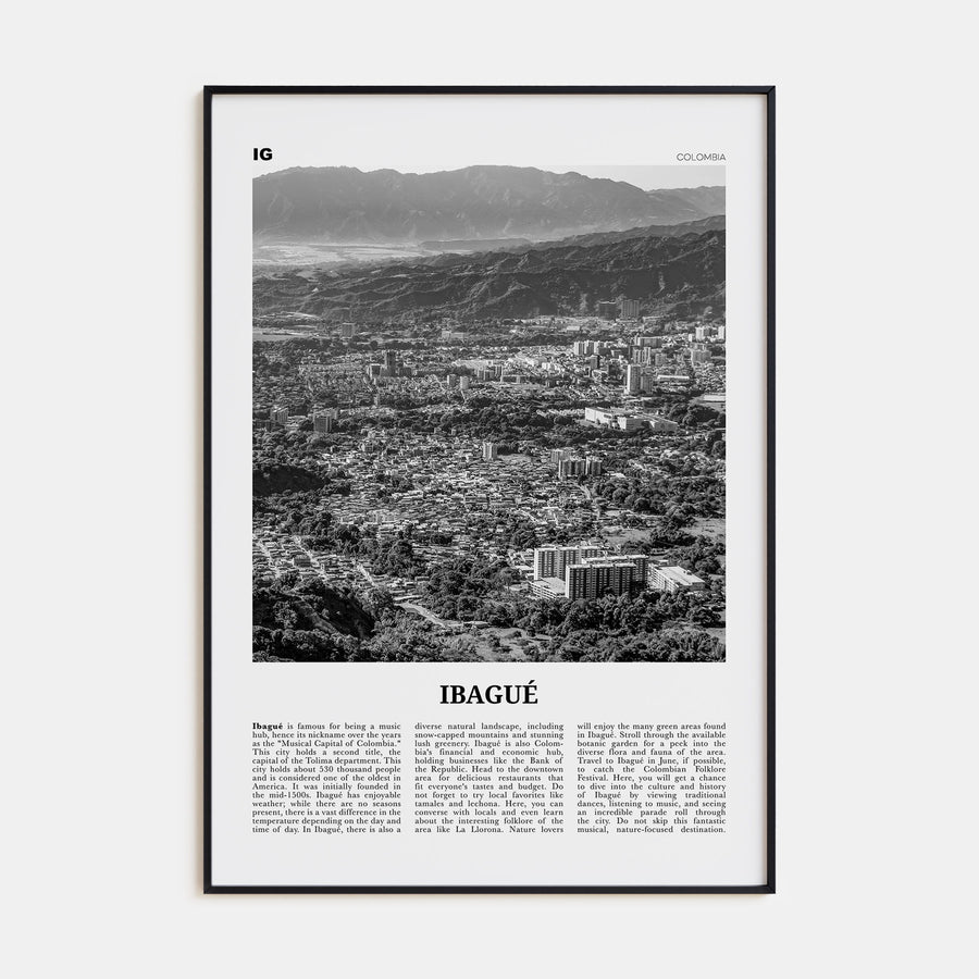 Ibagué Travel B&W Poster