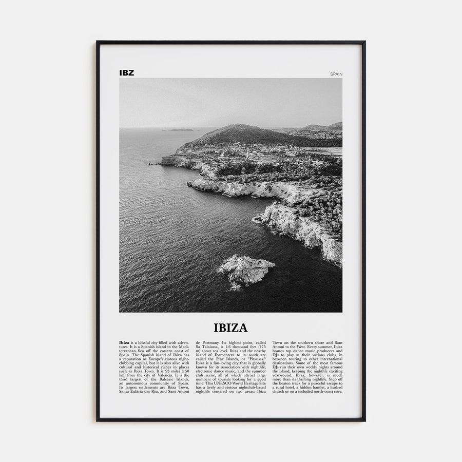 Ibiza Travel B&W Poster