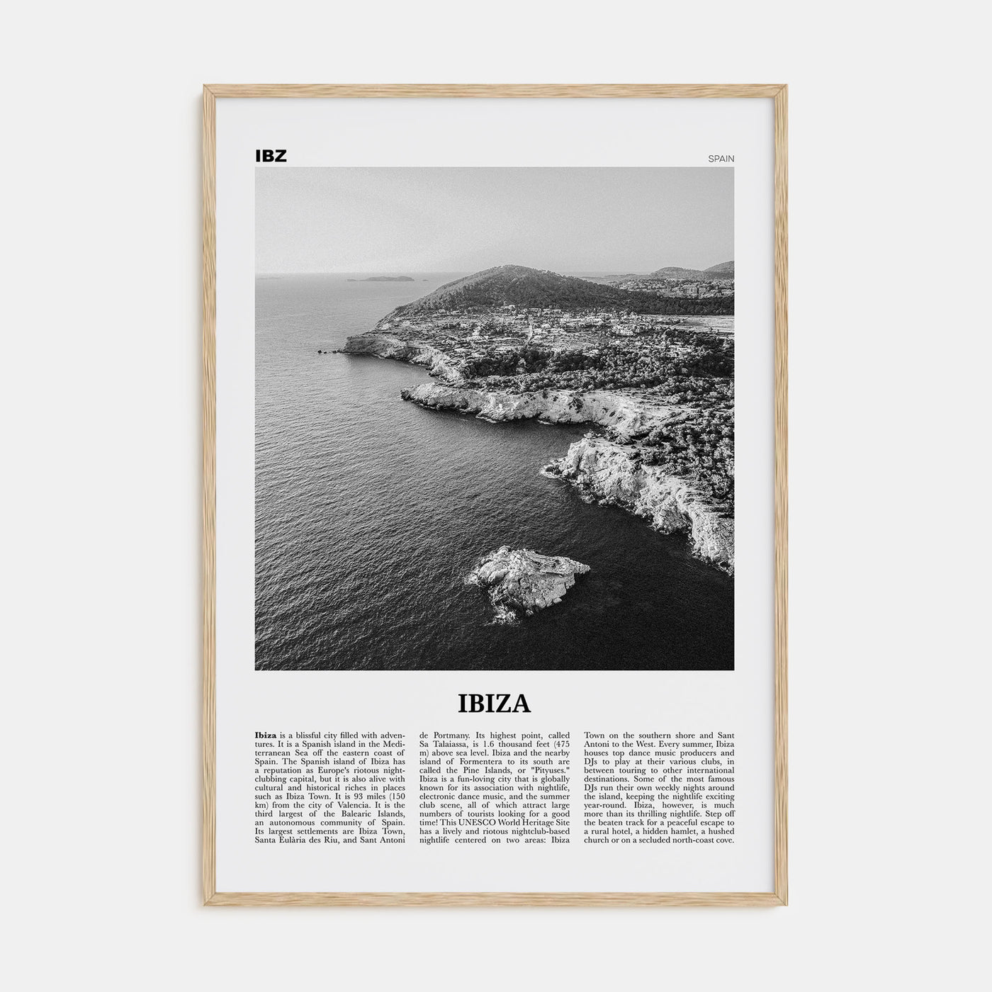 Ibiza Travel B&W Poster