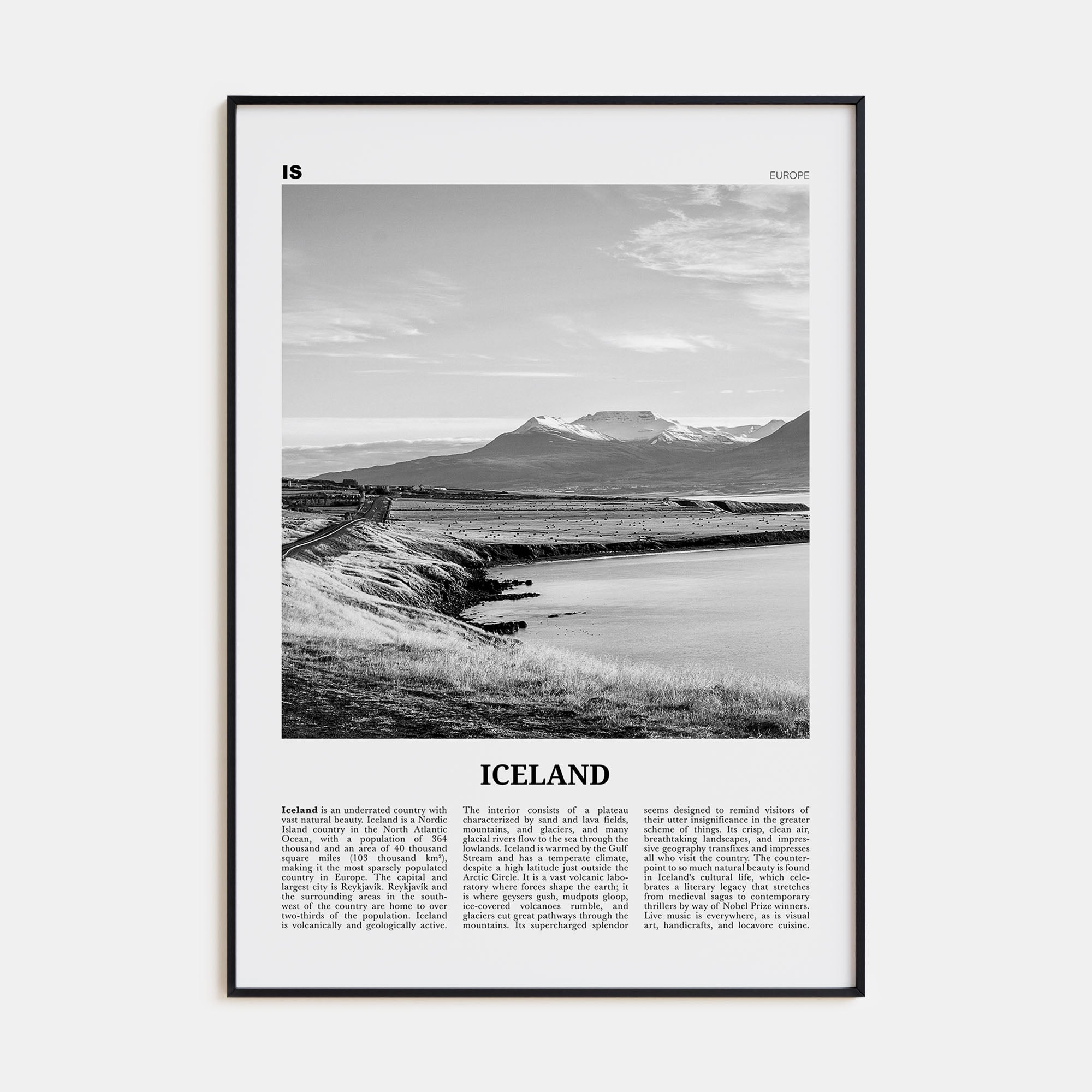 Iceland Travel B&W No 2 Poster