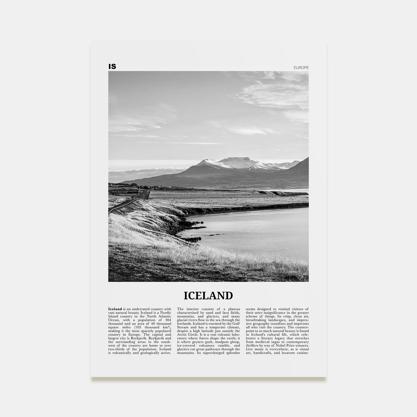 Iceland Travel B&W No 2 Poster