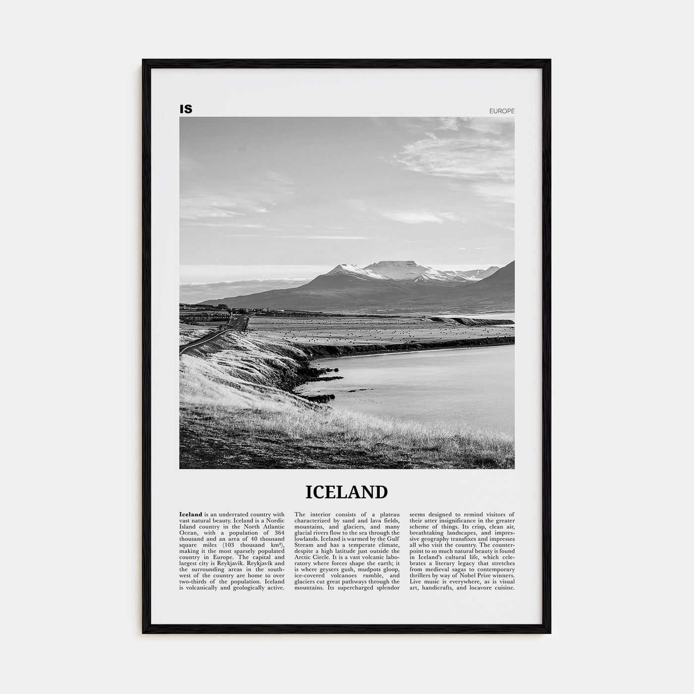 Iceland Travel B&W No 2 Poster