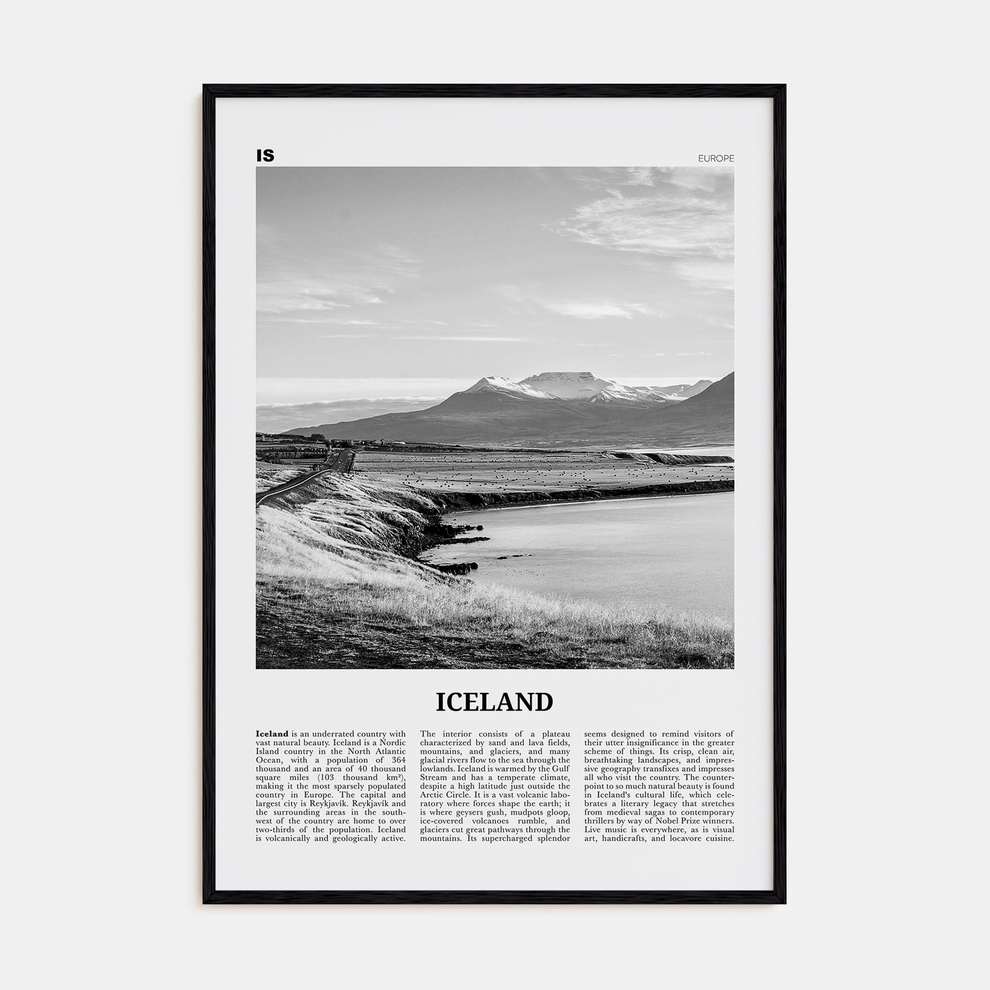 Iceland Travel B&W No 2 Poster