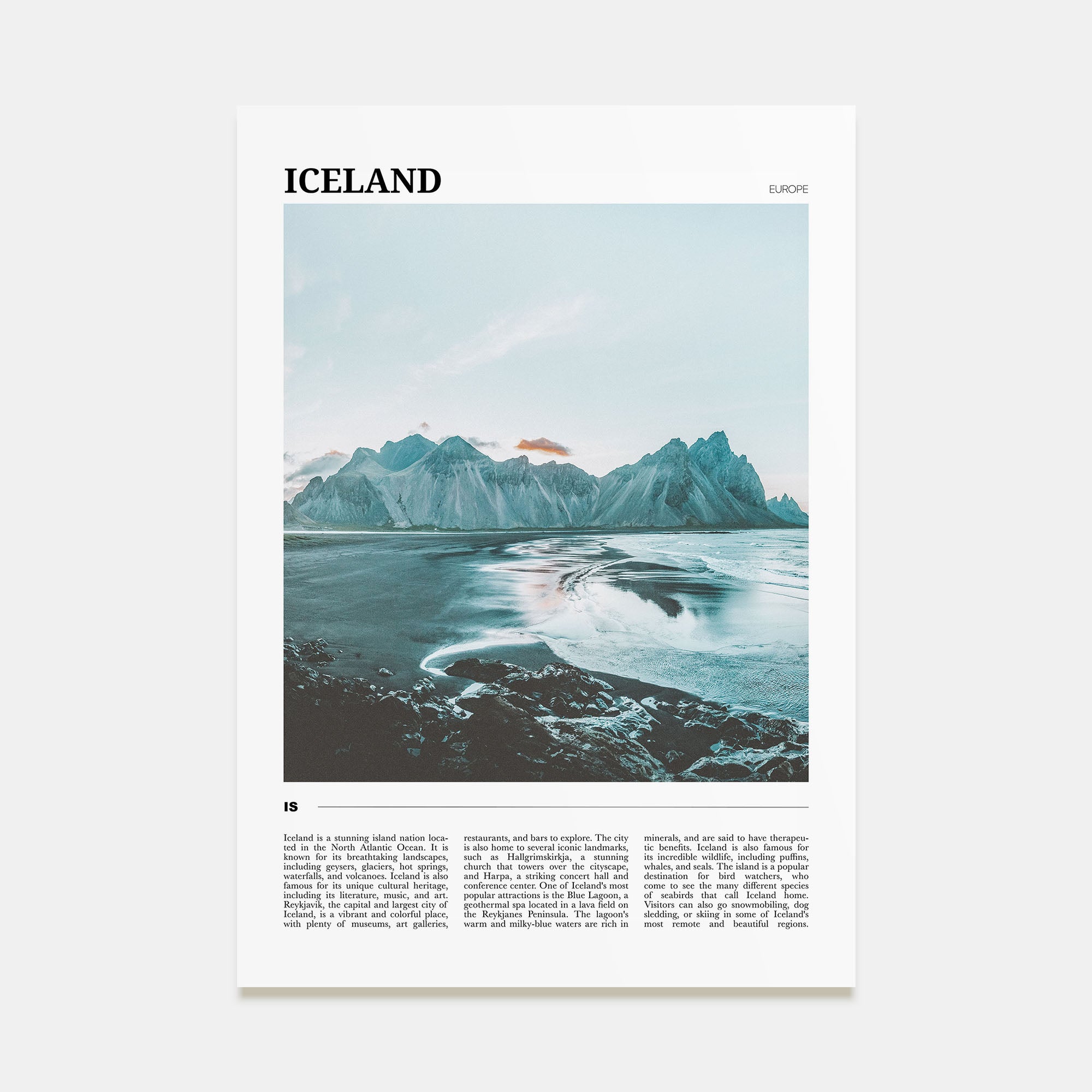 Iceland Travel Color Poster