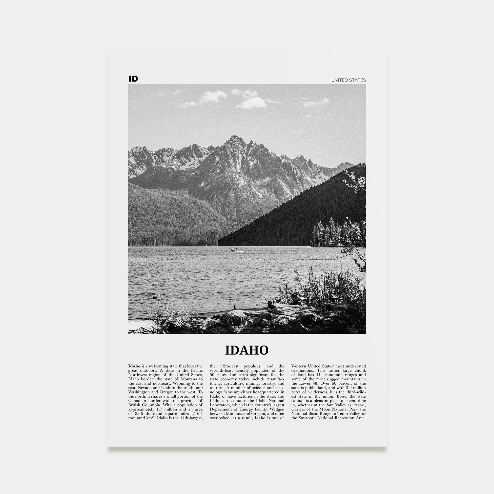 Idaho Travel B&W No 1 Poster