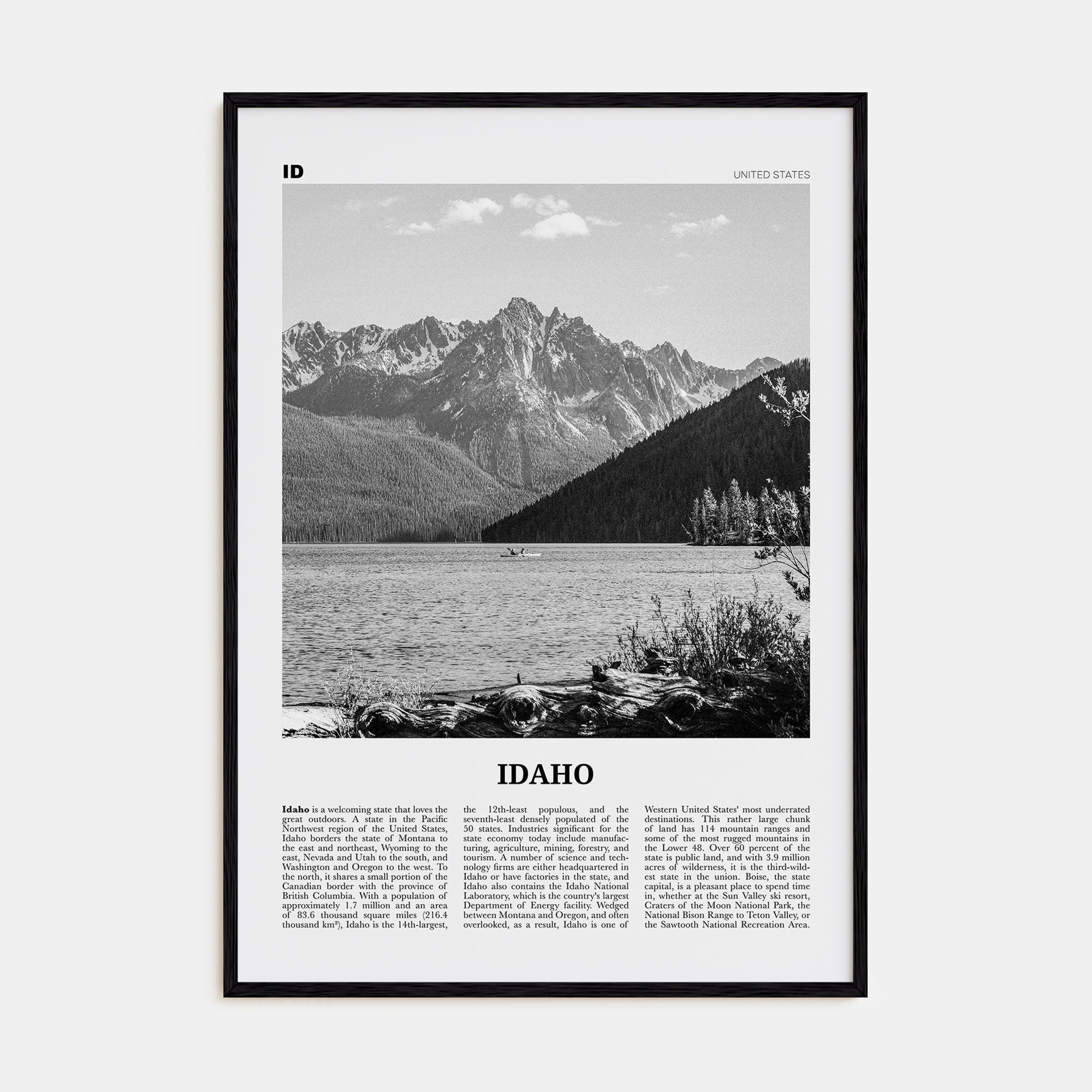 Idaho Travel B&W No 1 Poster