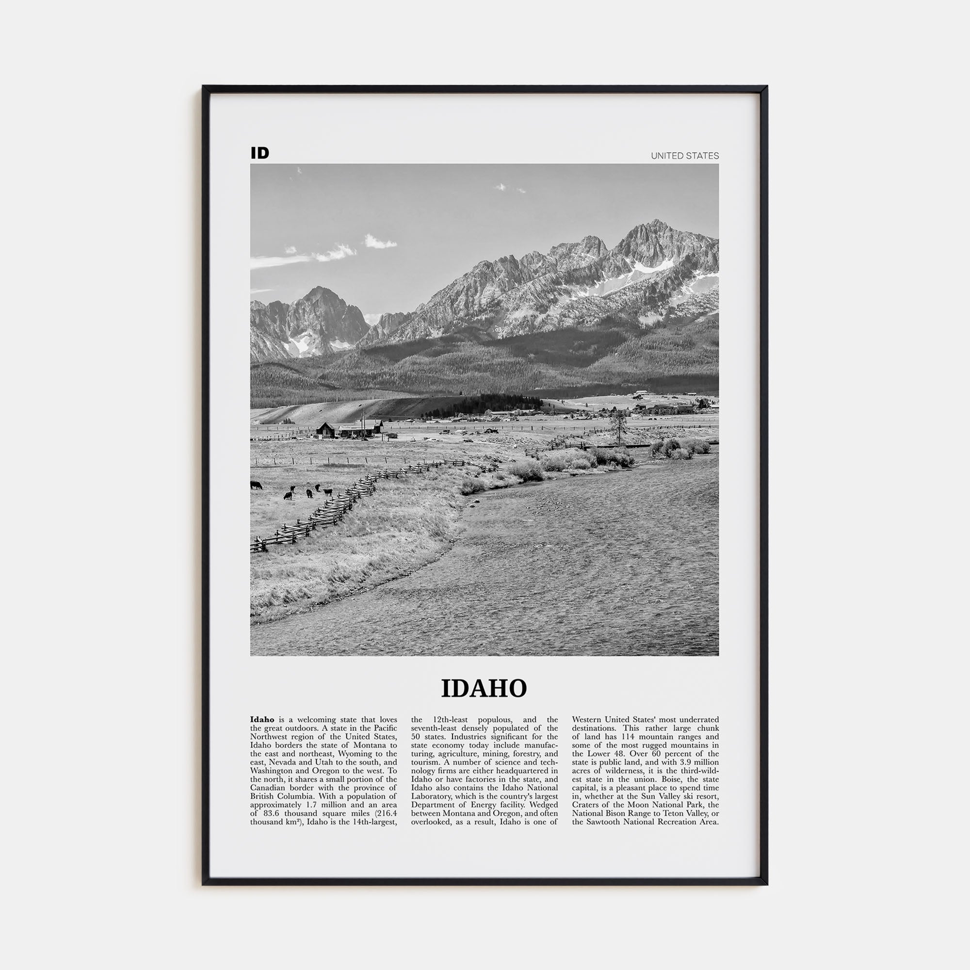 Idaho Travel B&W No 2 Poster