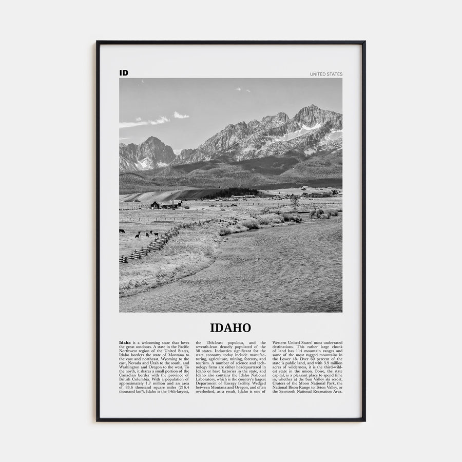 Idaho Travel B&W No 2 Poster