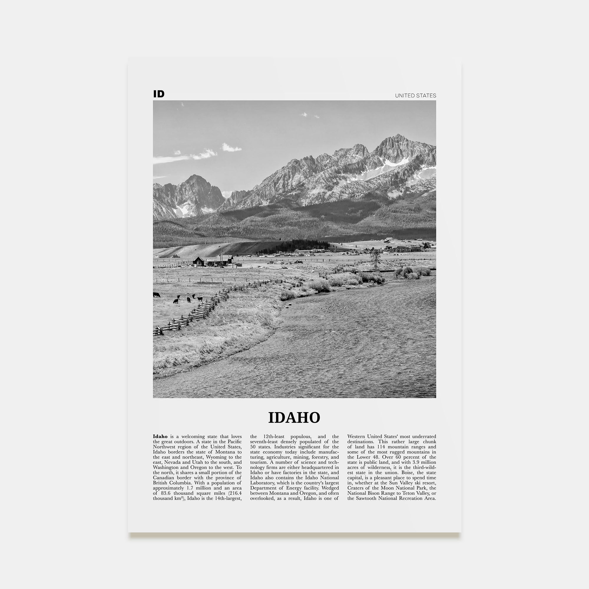 Idaho Travel B&W No 2 Poster