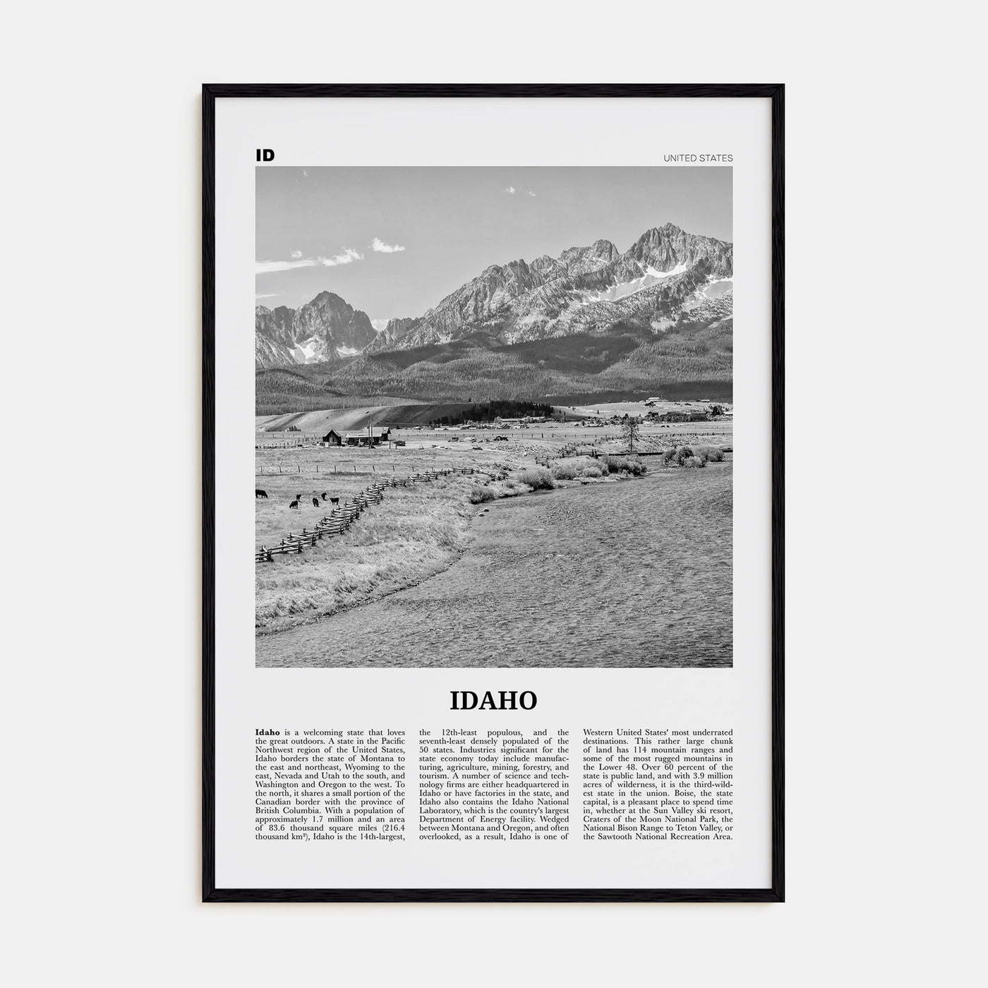 Idaho Travel B&W No 2 Poster