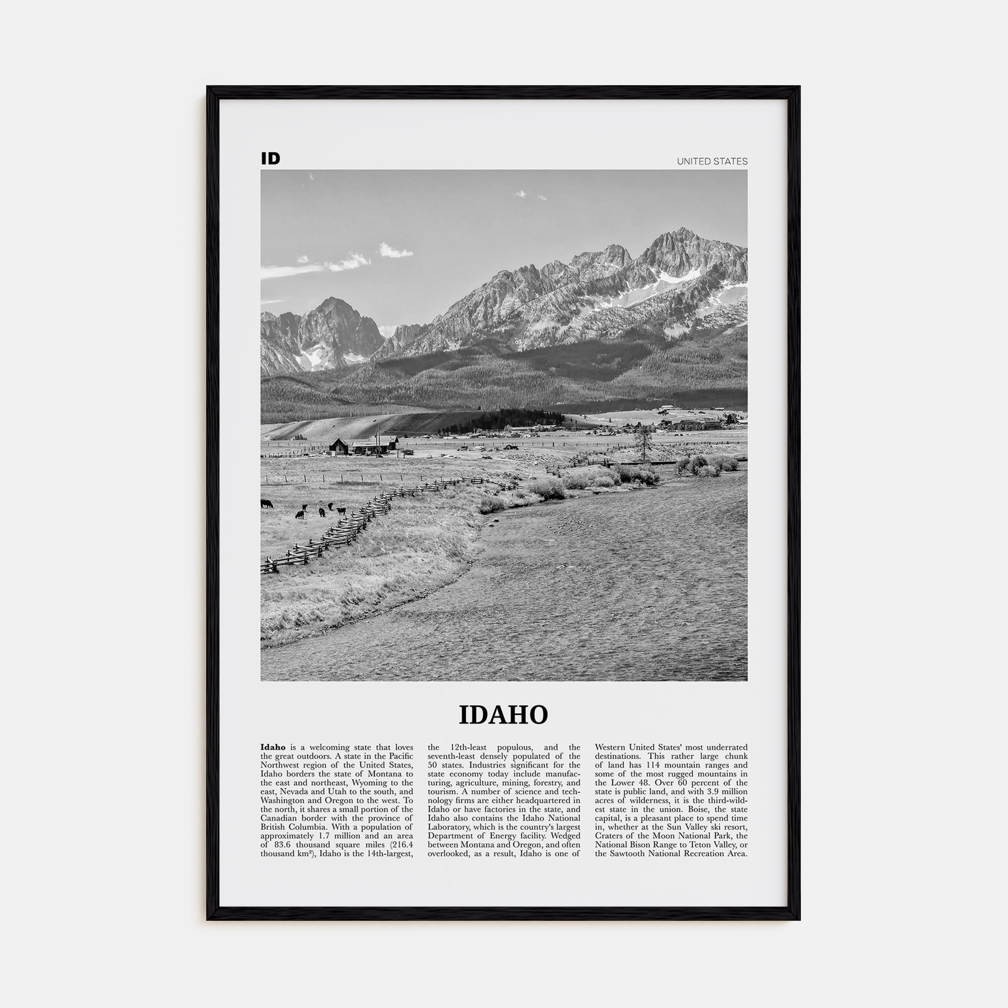 Idaho Travel B&W No 2 Poster