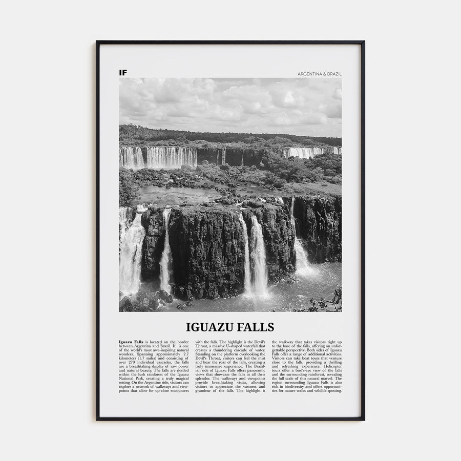Iguazu Falls Travel B&W Poster