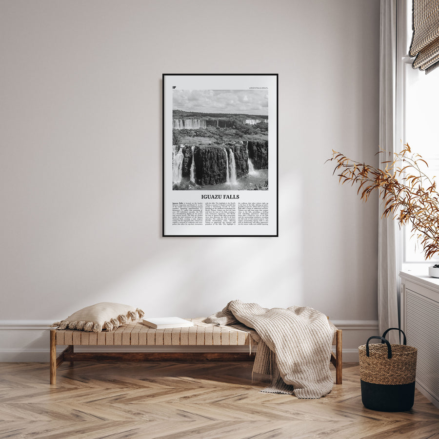 Iguazu Falls Travel B&W Poster