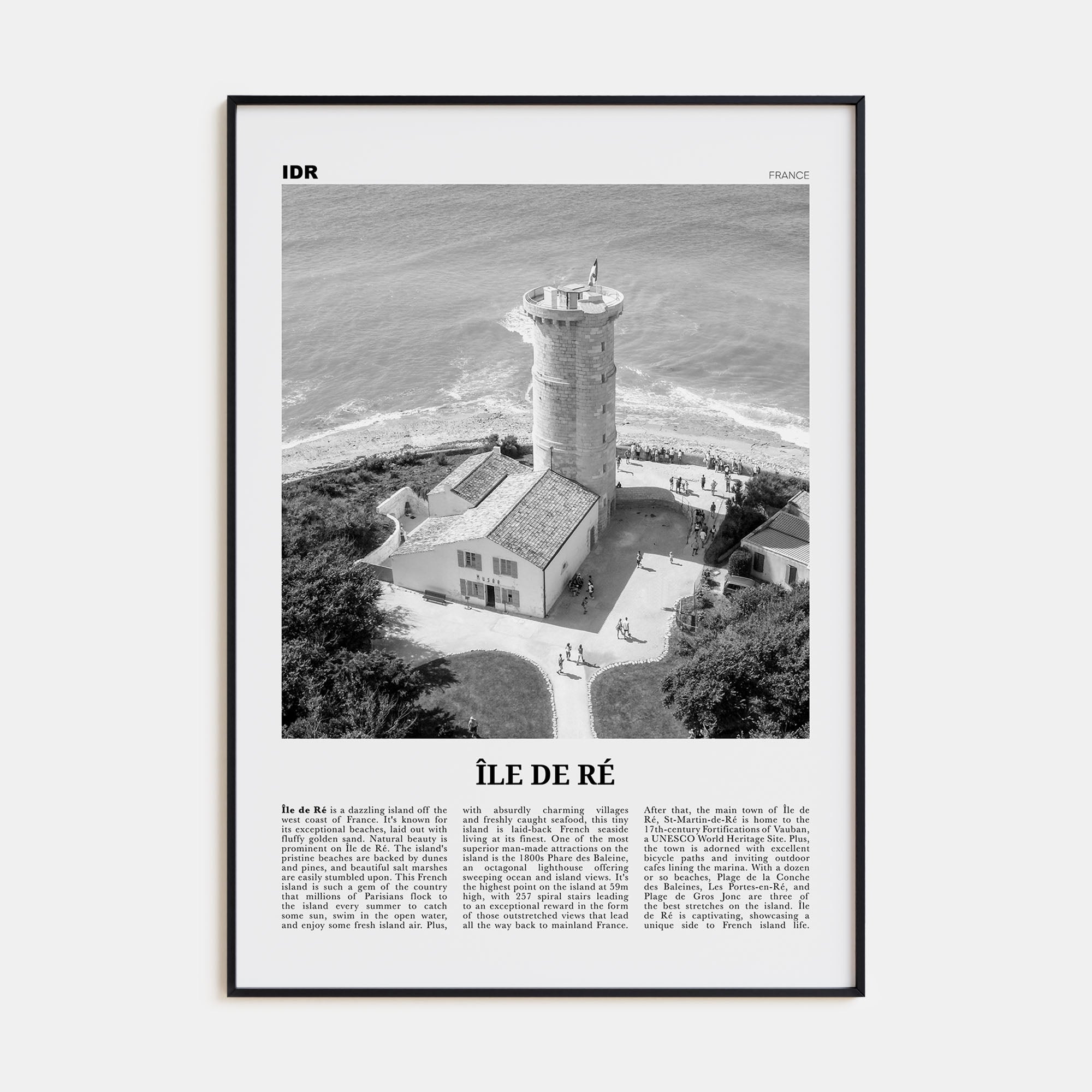Île de Ré Travel B&W Poster