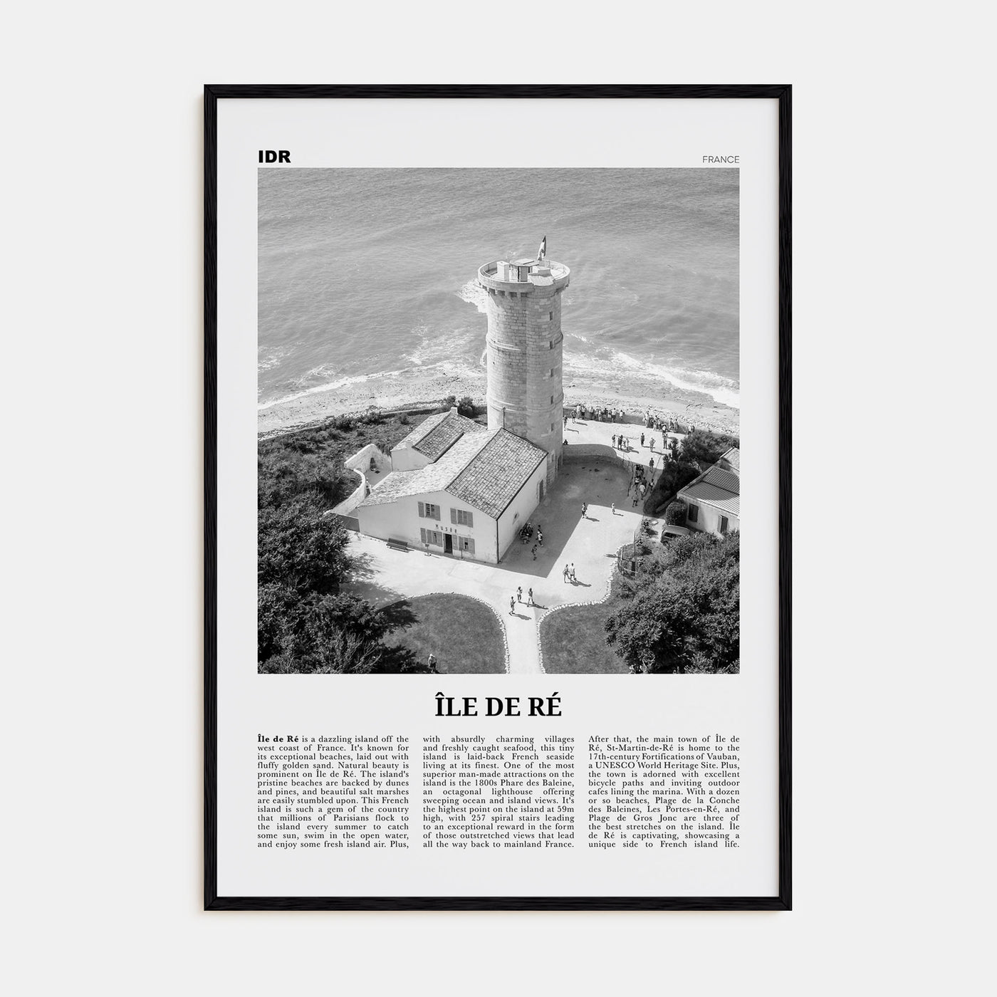 Île de Ré Travel B&W Poster