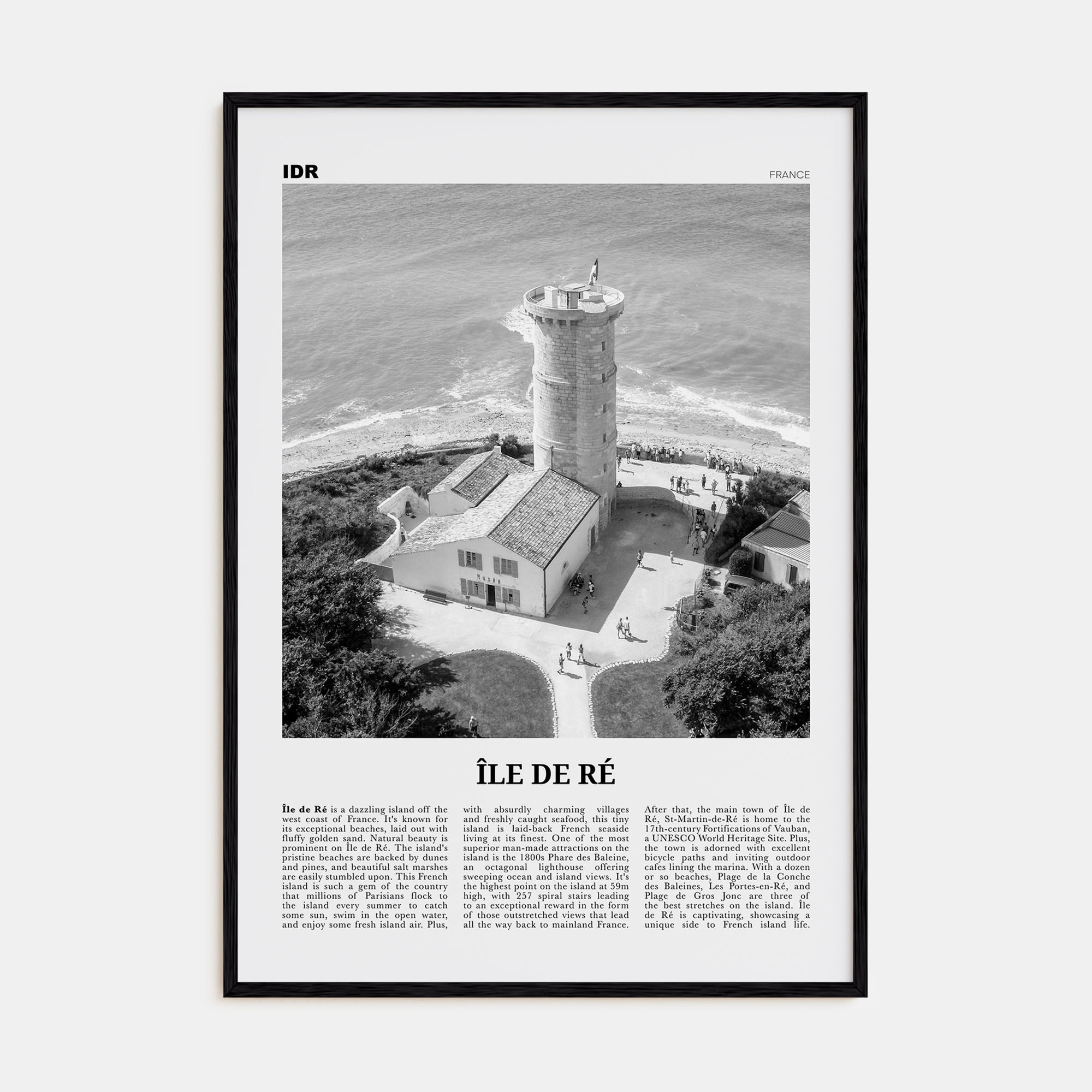 Île de Ré Travel B&W Poster