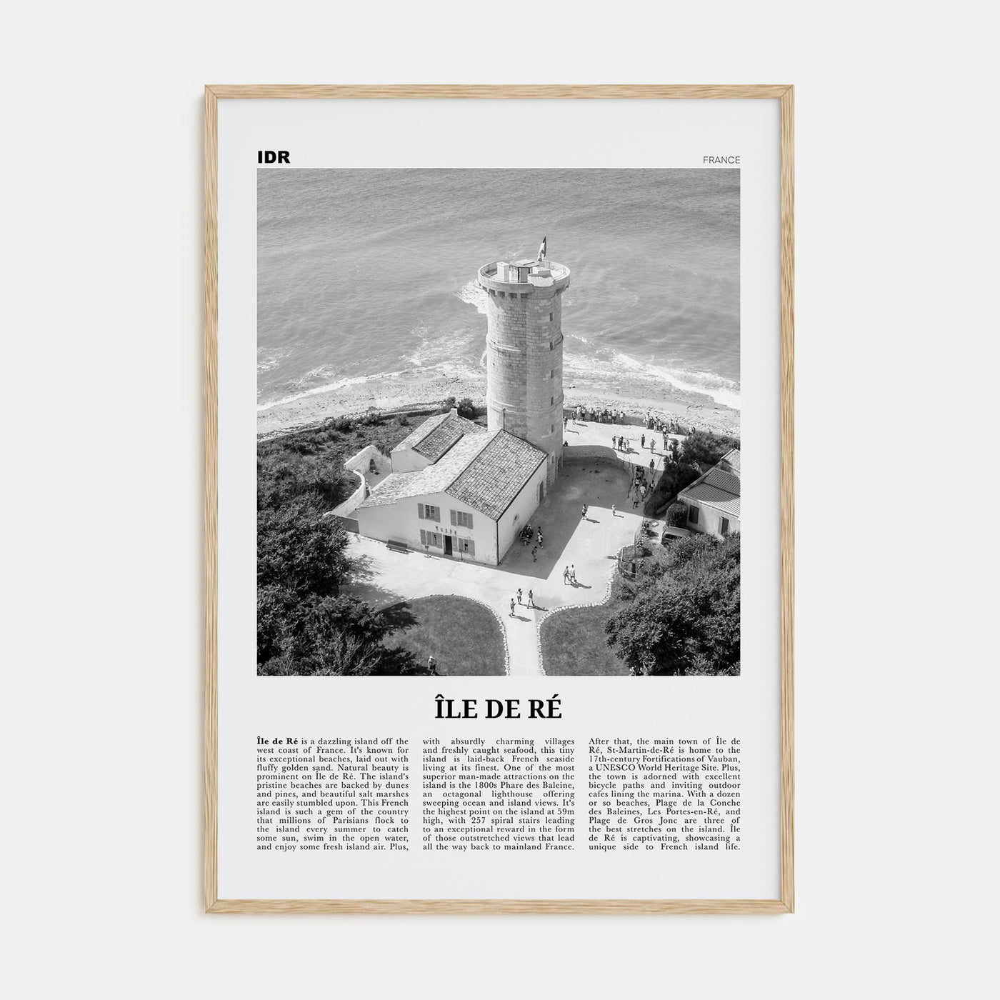 Île de Ré Travel B&W Poster