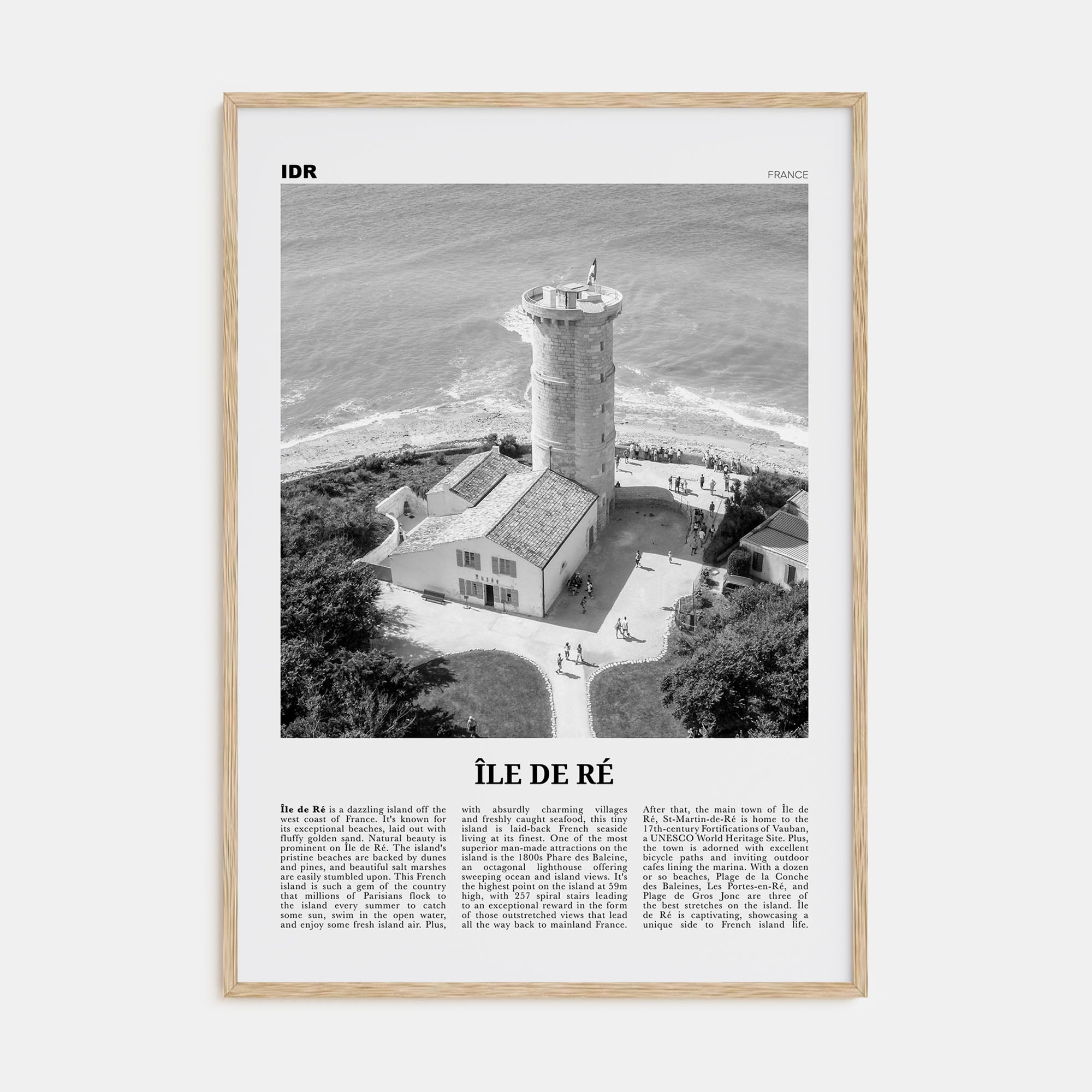 Île de Ré Travel B&W Poster