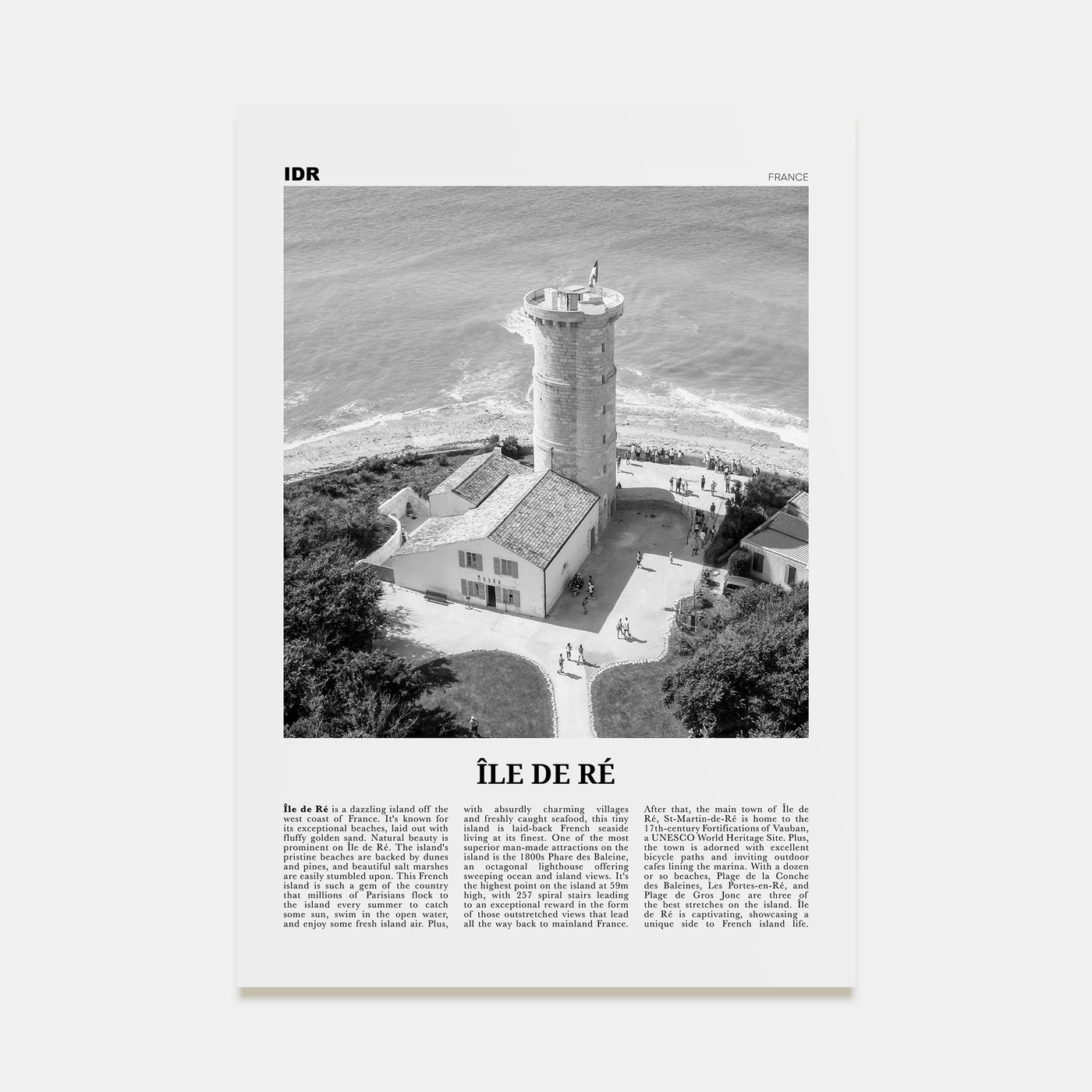 Île de Ré Travel B&W Poster
