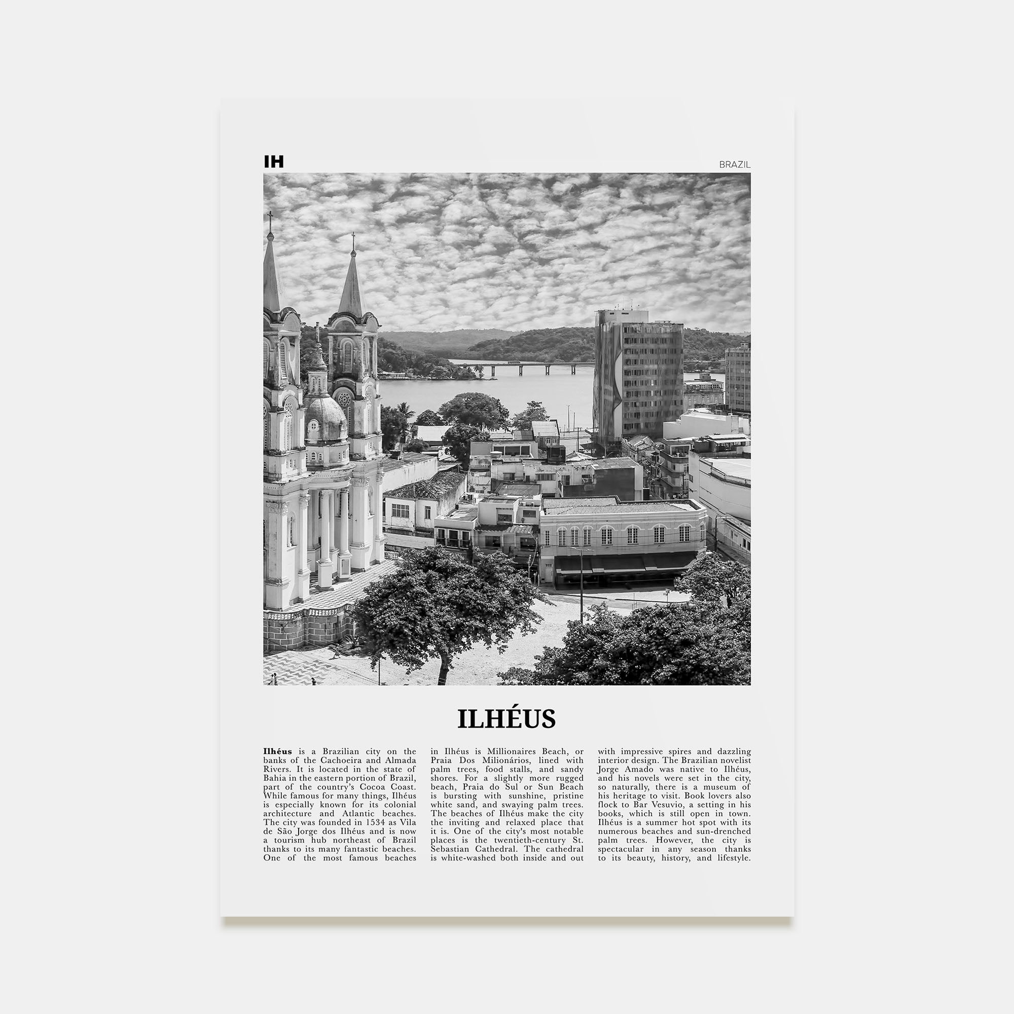 Ilheus Travel B&W Poster