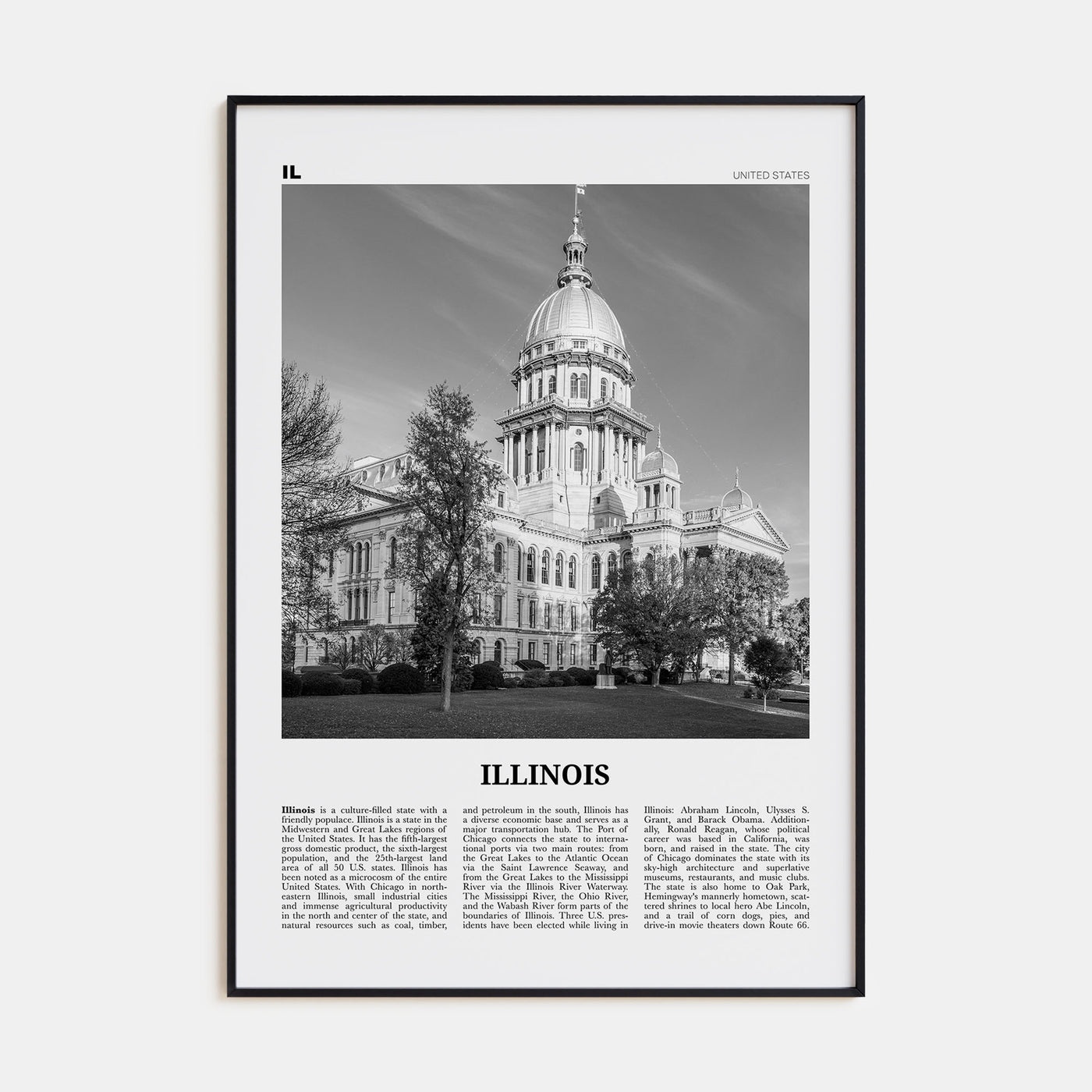 Illinois Travel B&W No 3 Poster