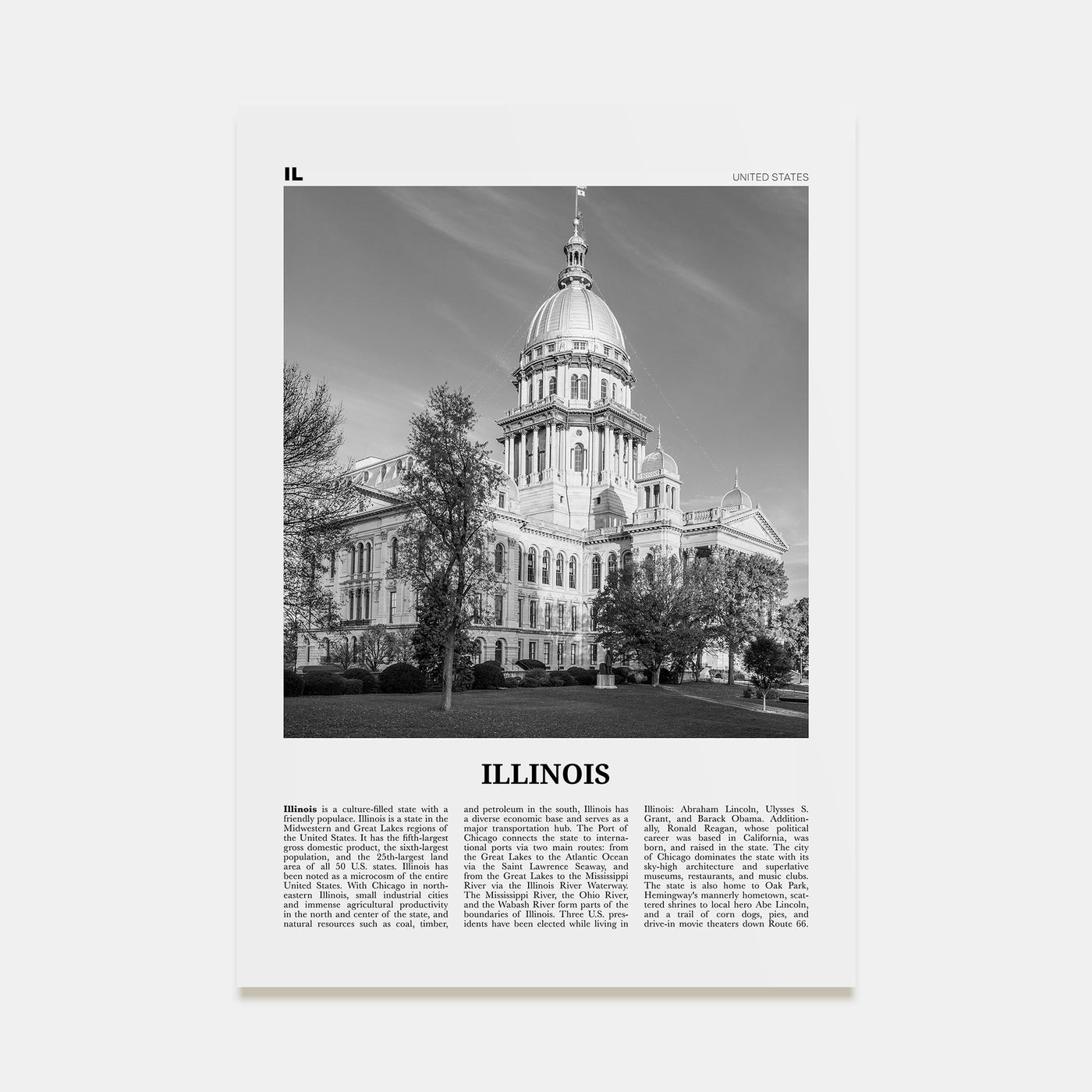 Illinois Travel B&W No 3 Poster