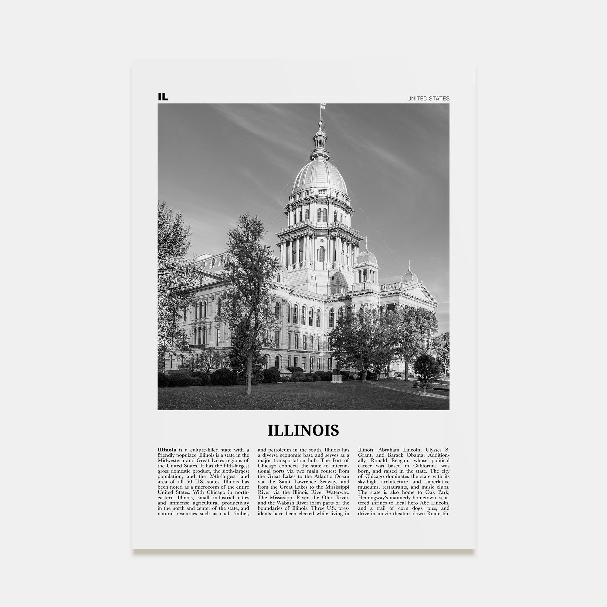 Illinois Travel B&W No 3 Poster