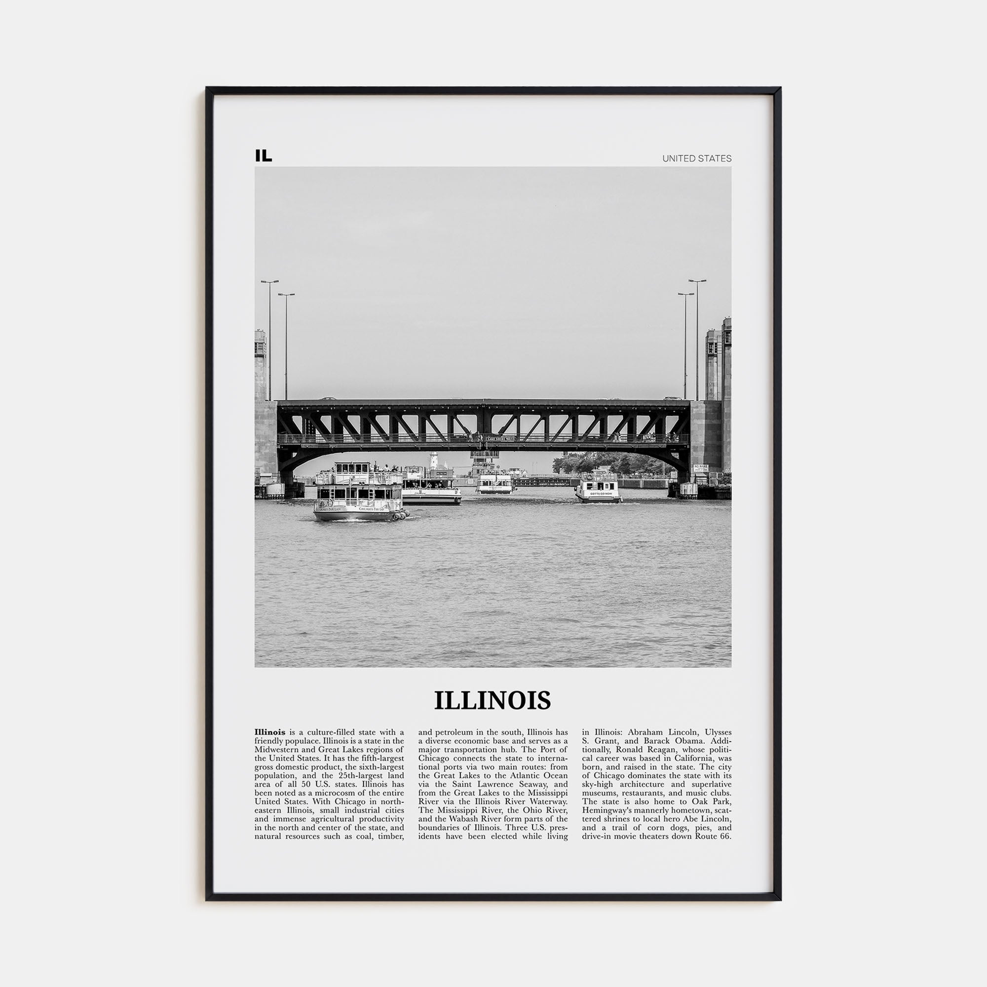 Illinois Travel B&W No 4 Poster