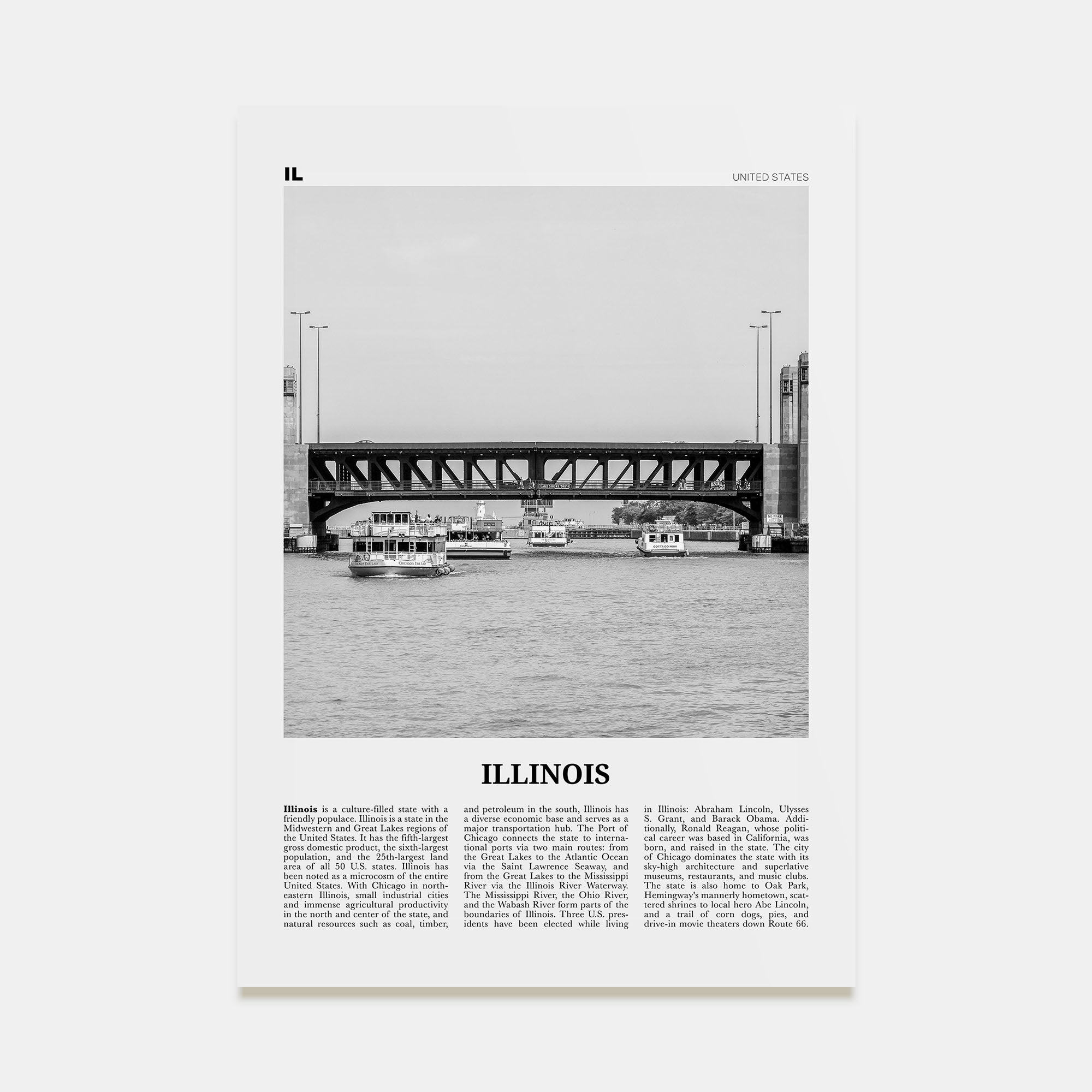 Illinois Travel B&W No 4 Poster