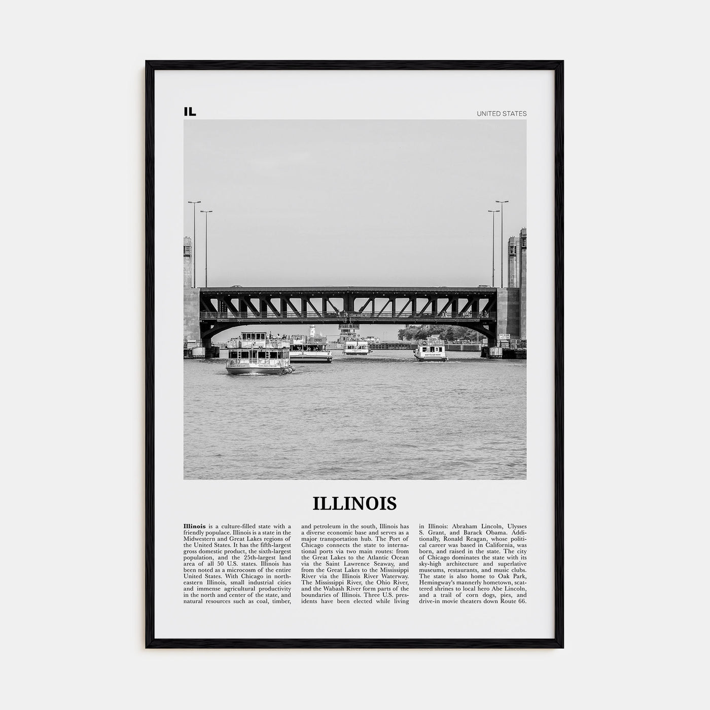 Illinois Travel B&W No 4 Poster