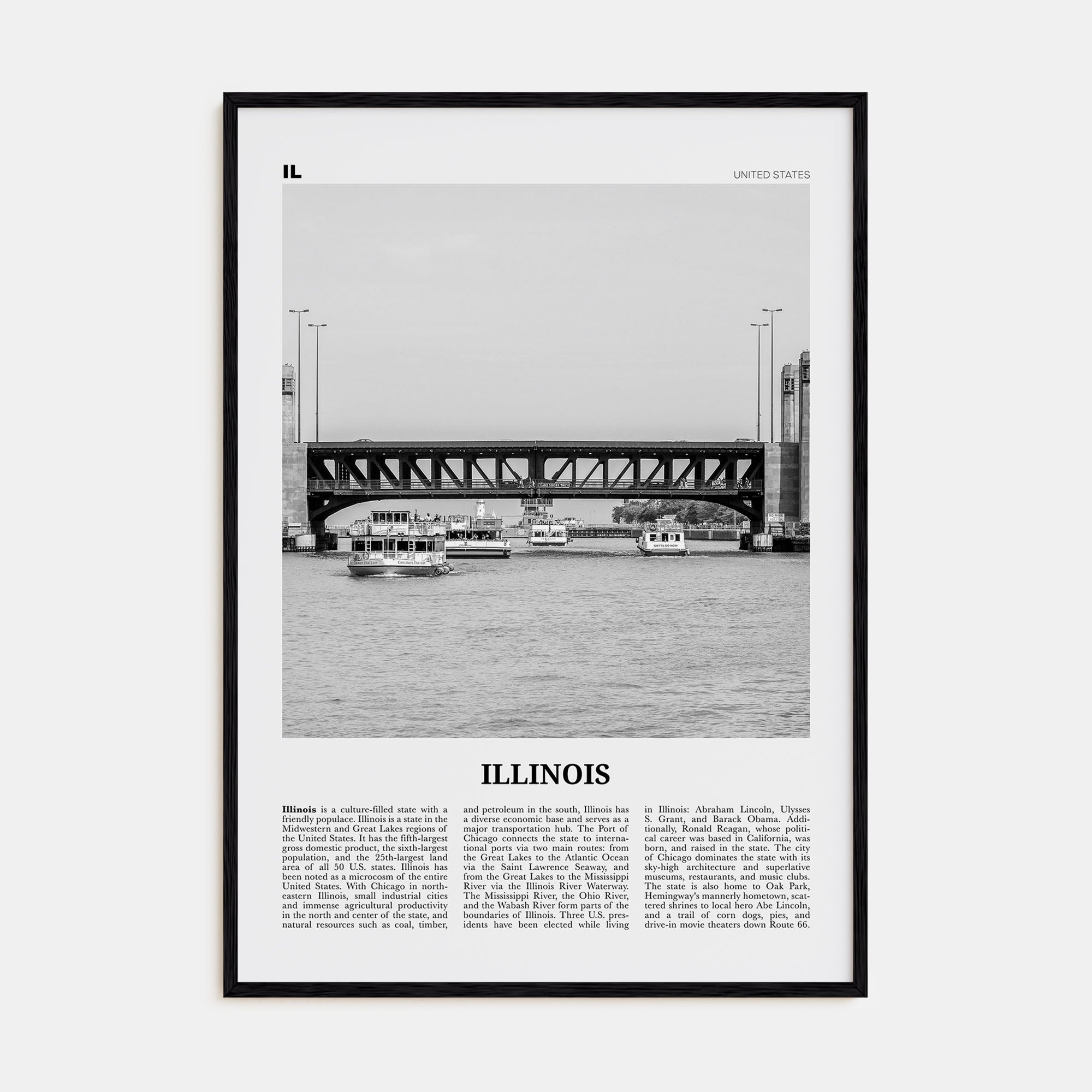 Illinois Travel B&W No 4 Poster