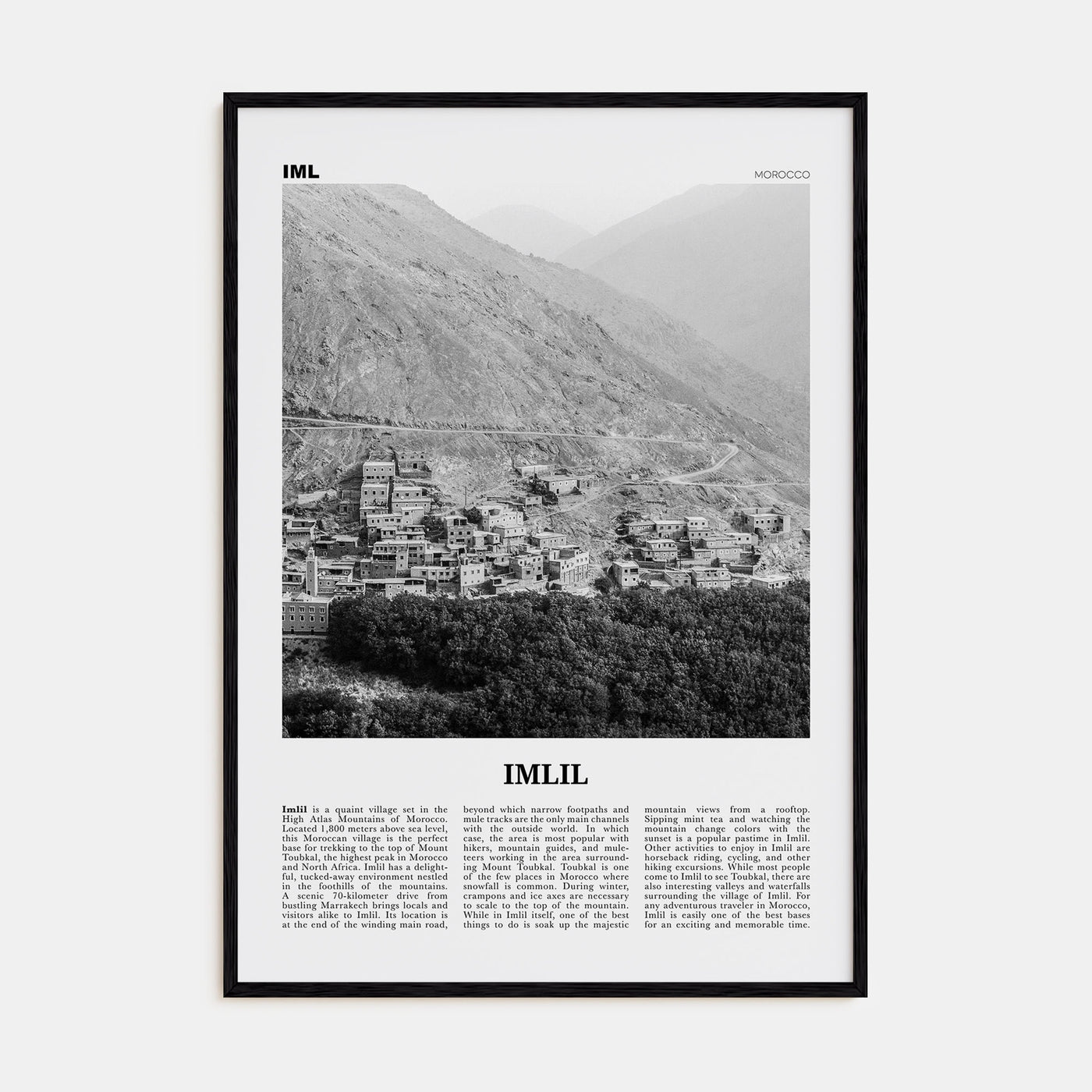 Imlil Travel B&W Poster