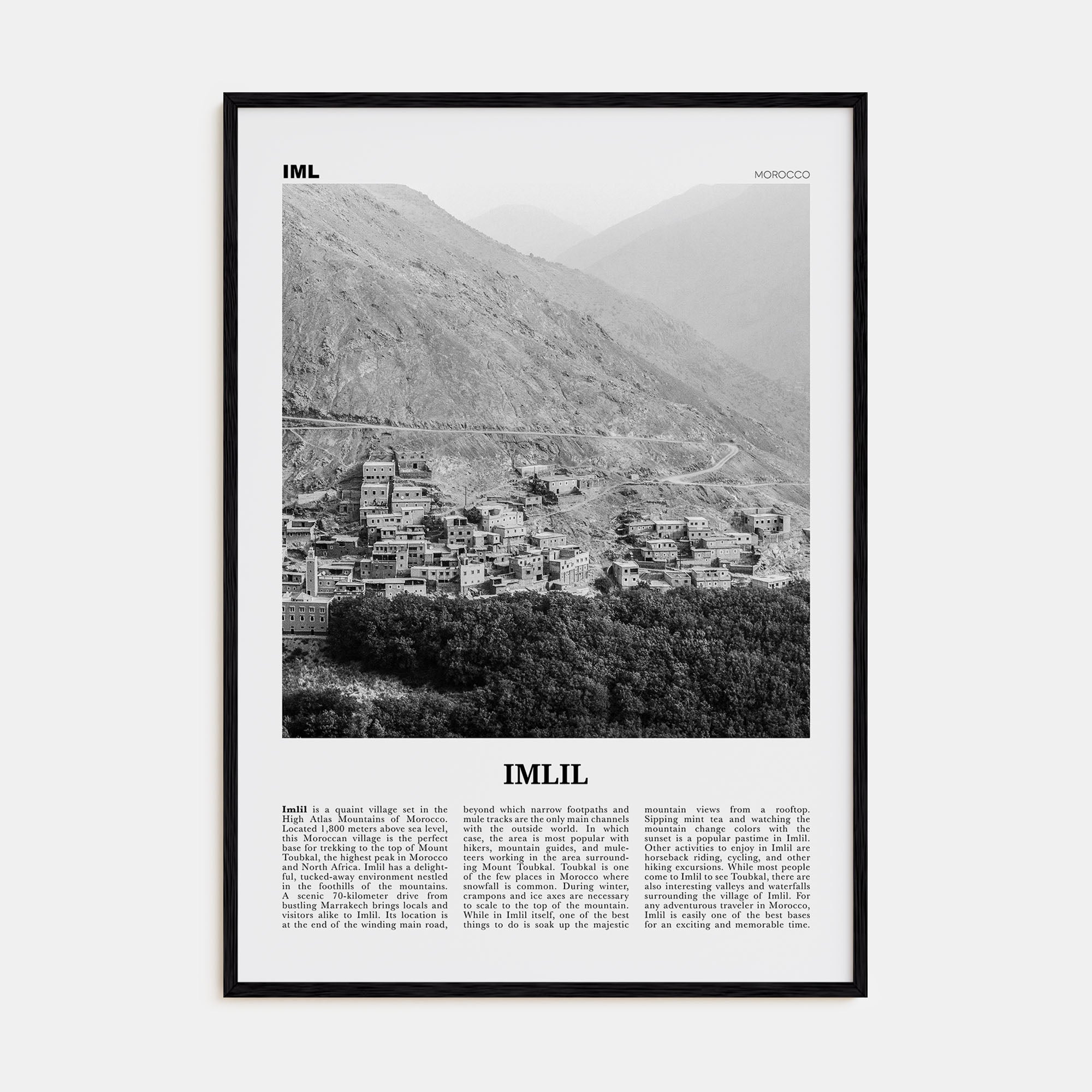 Imlil Travel B&W Poster