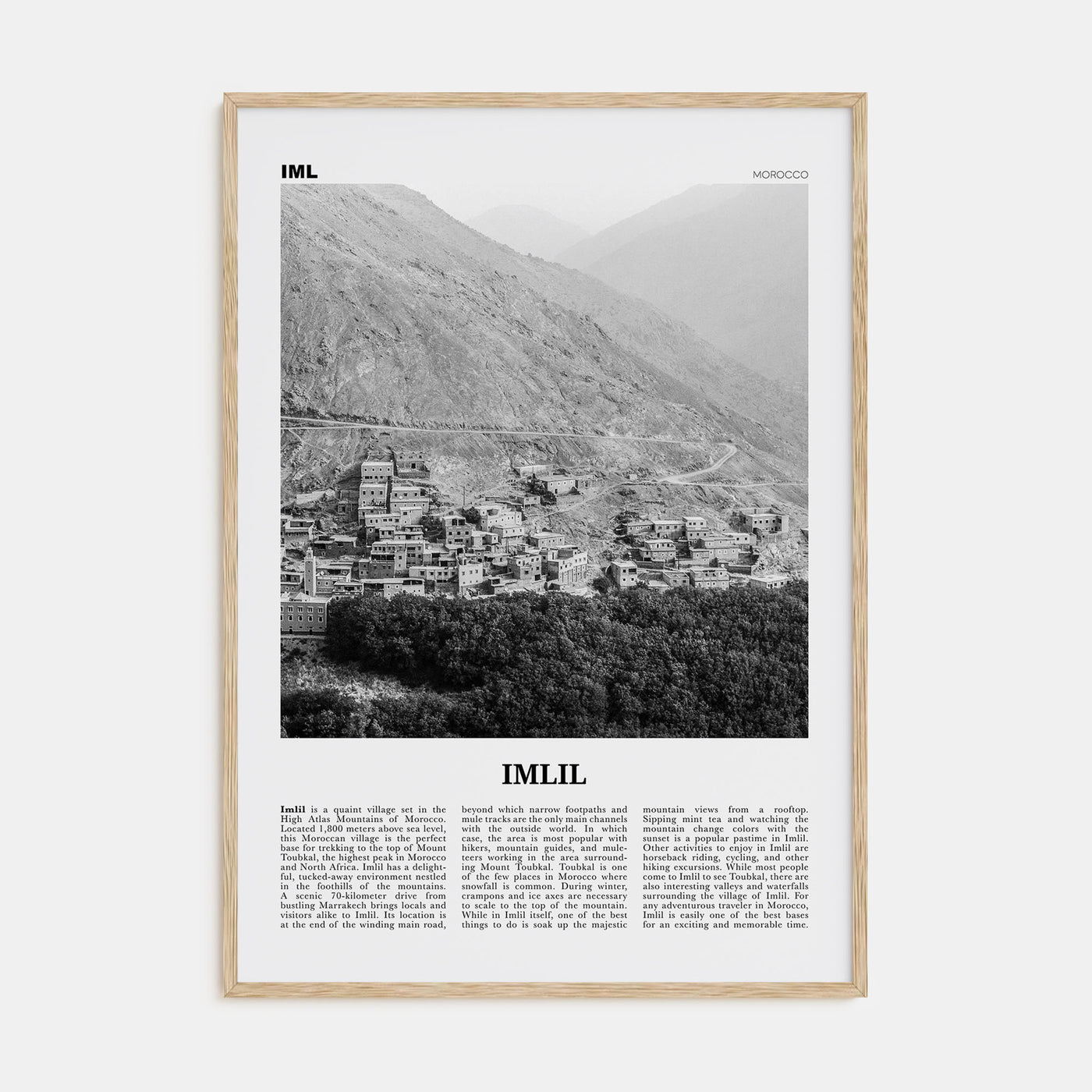 Imlil Travel B&W Poster